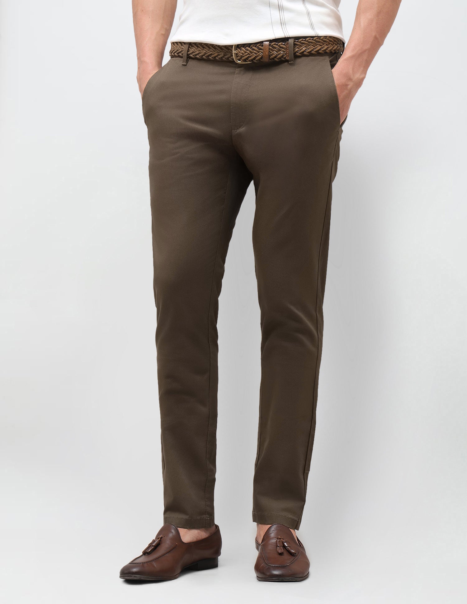 All Over Printed Austin Slim Fit Trousers Brown - U.S. Polo Assn. India | Large