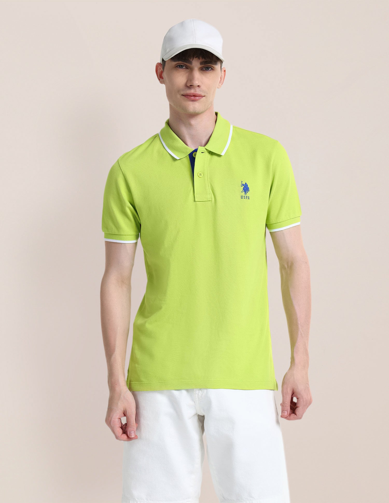Solid Slim Fit Polo Shirt Lime-Green - U.S. Polo Assn. India | Large