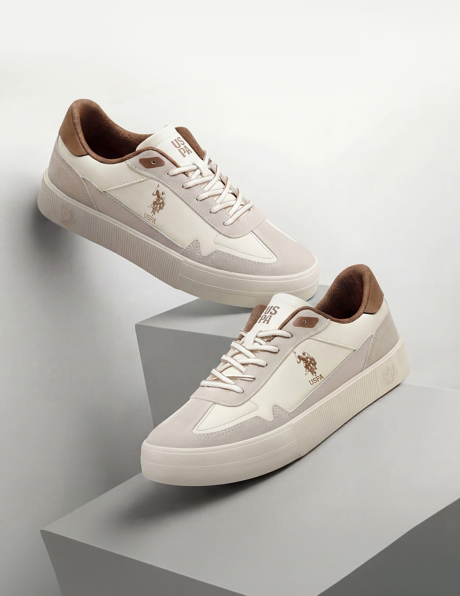 Men Colourblocked Solren Sneakers Cream - U.S. Polo Assn. India | Large