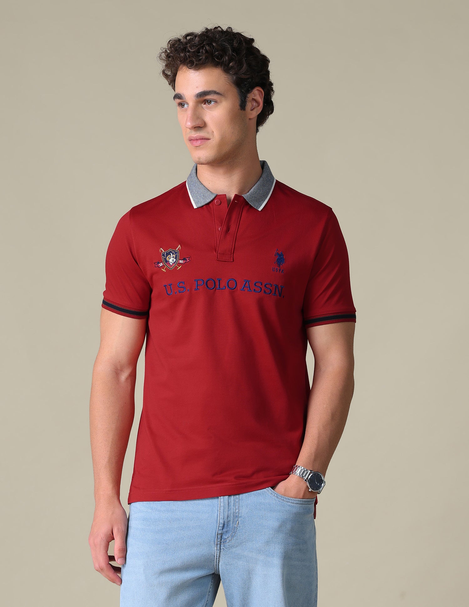Brand Embroidered Regular Fit Polo Shirt