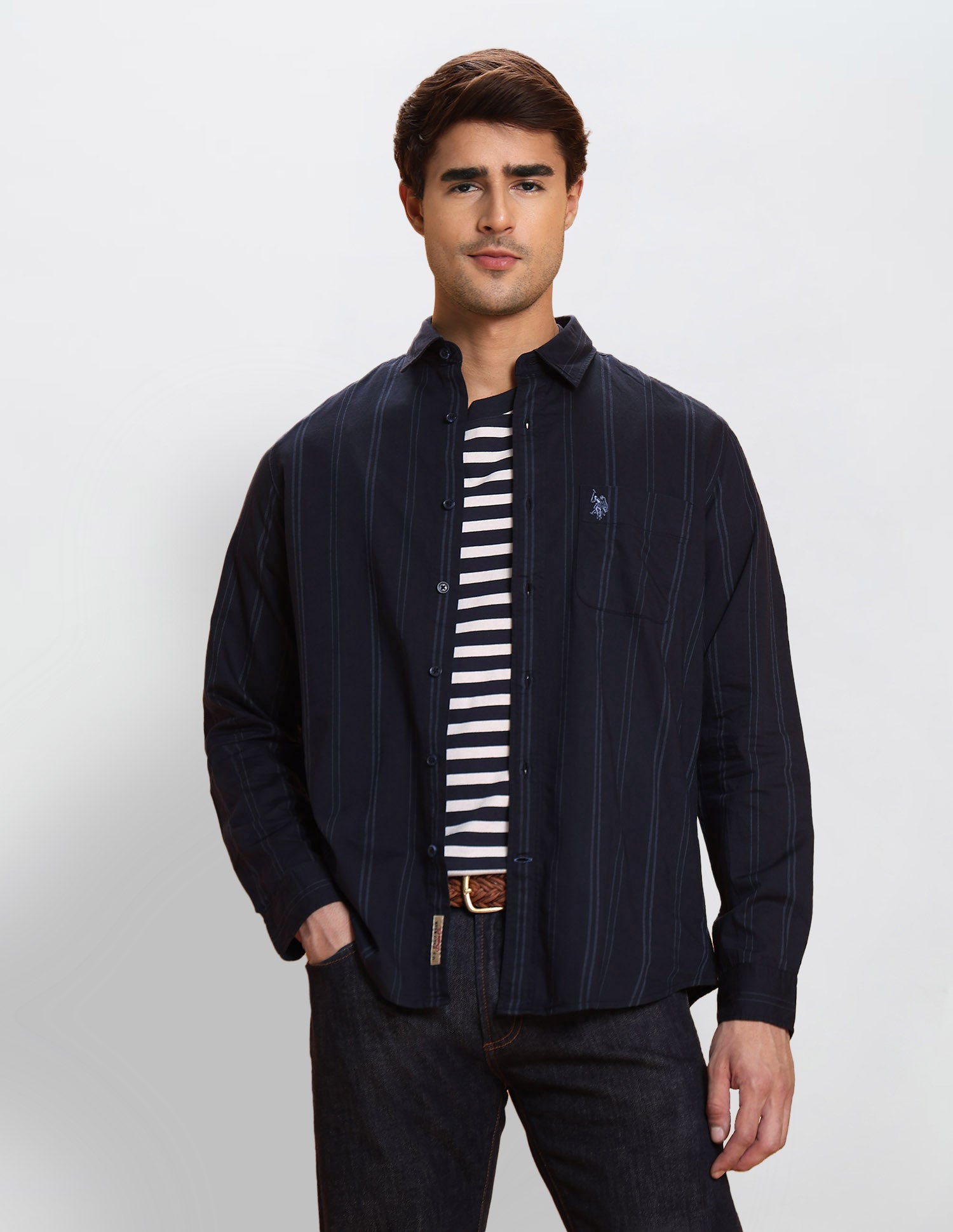 Slim Fit Vertical Striped Shirt