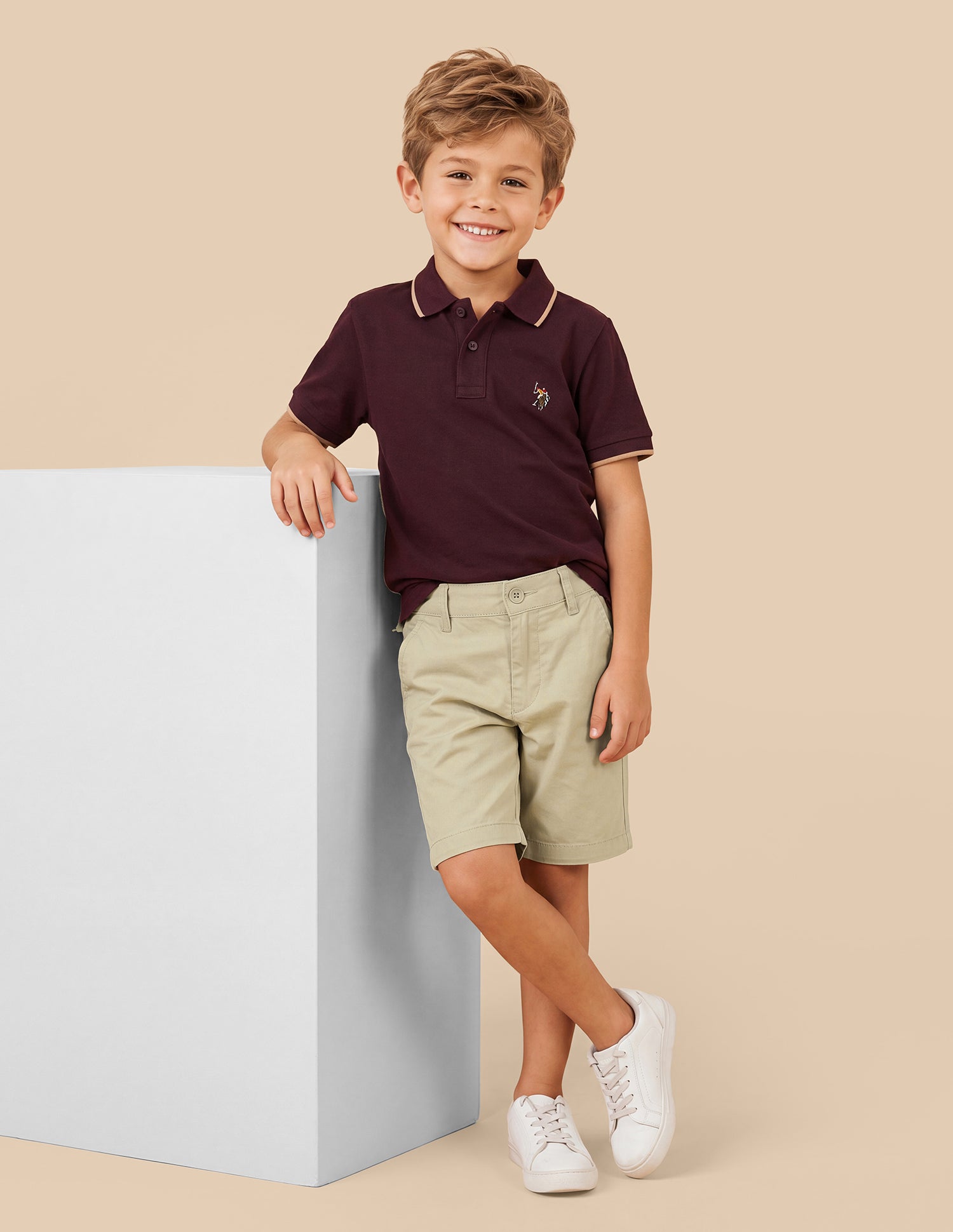Mid Rise Slim Fit Shorts Khaki - U.S. Polo Assn. India | Large