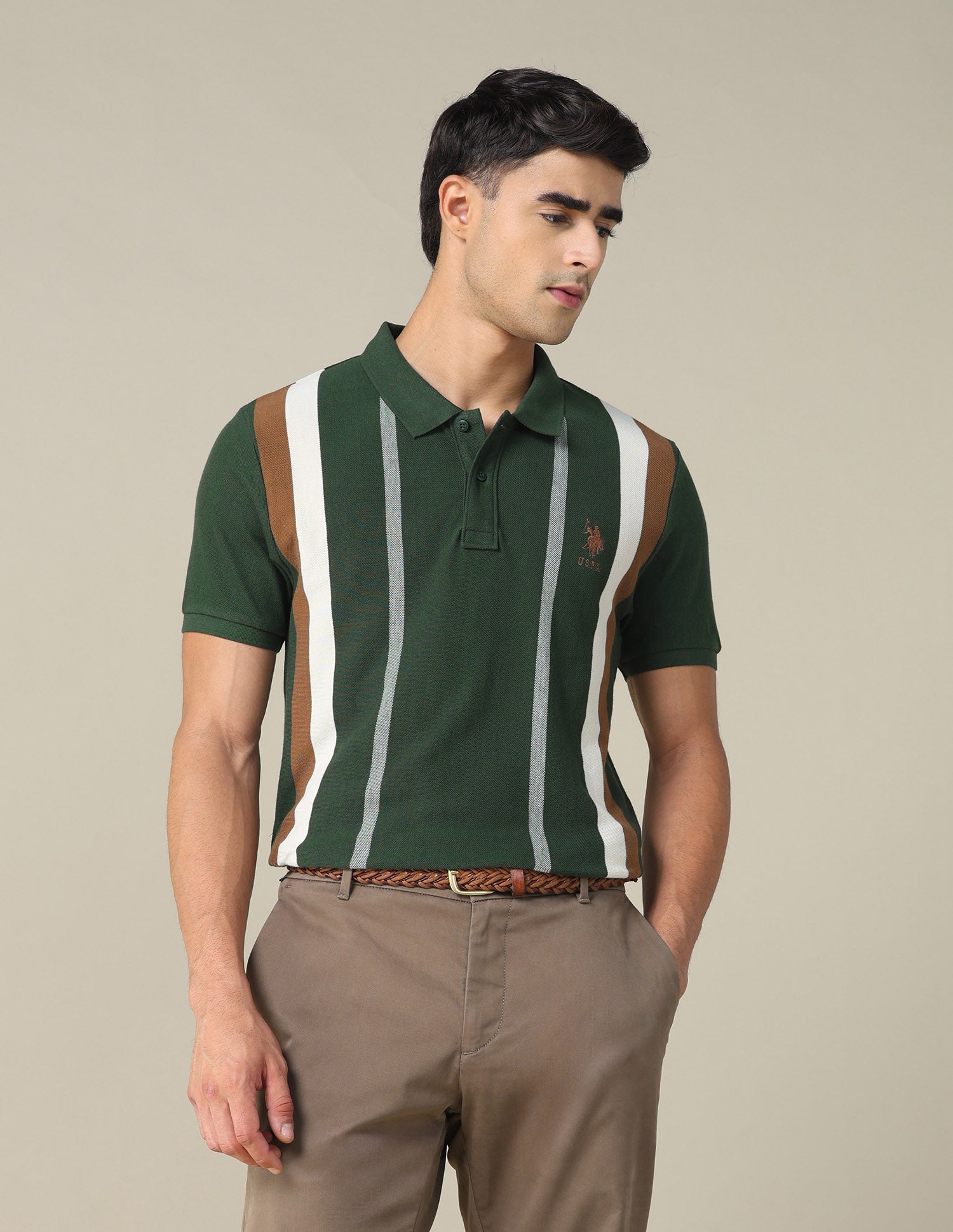 Vertical Striped Regular Fit Polo Shirt