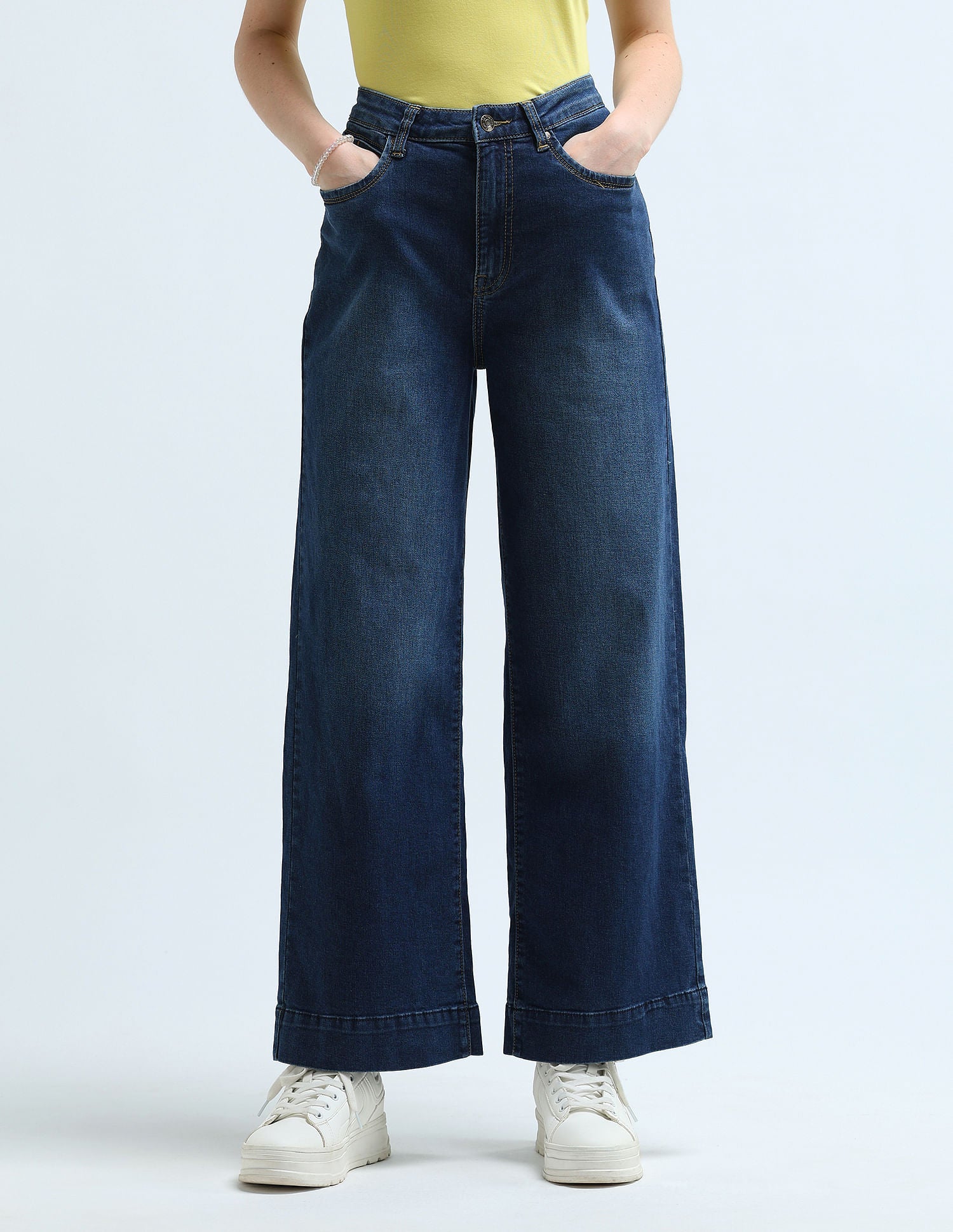 High Rise Wide Leg Jeans Dark Blue - U.S. Polo Assn. India | Large