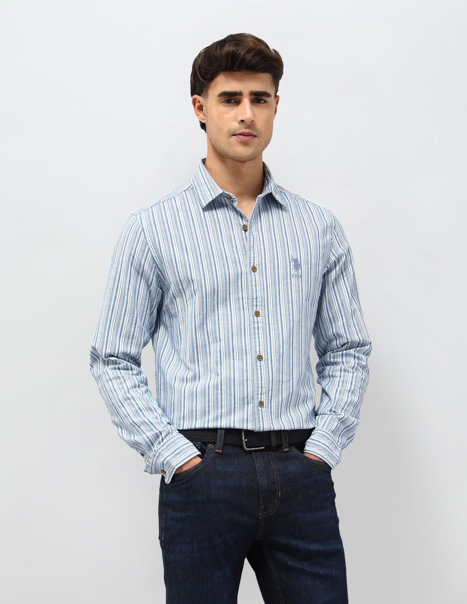 Vertical Striped Twill Shirt