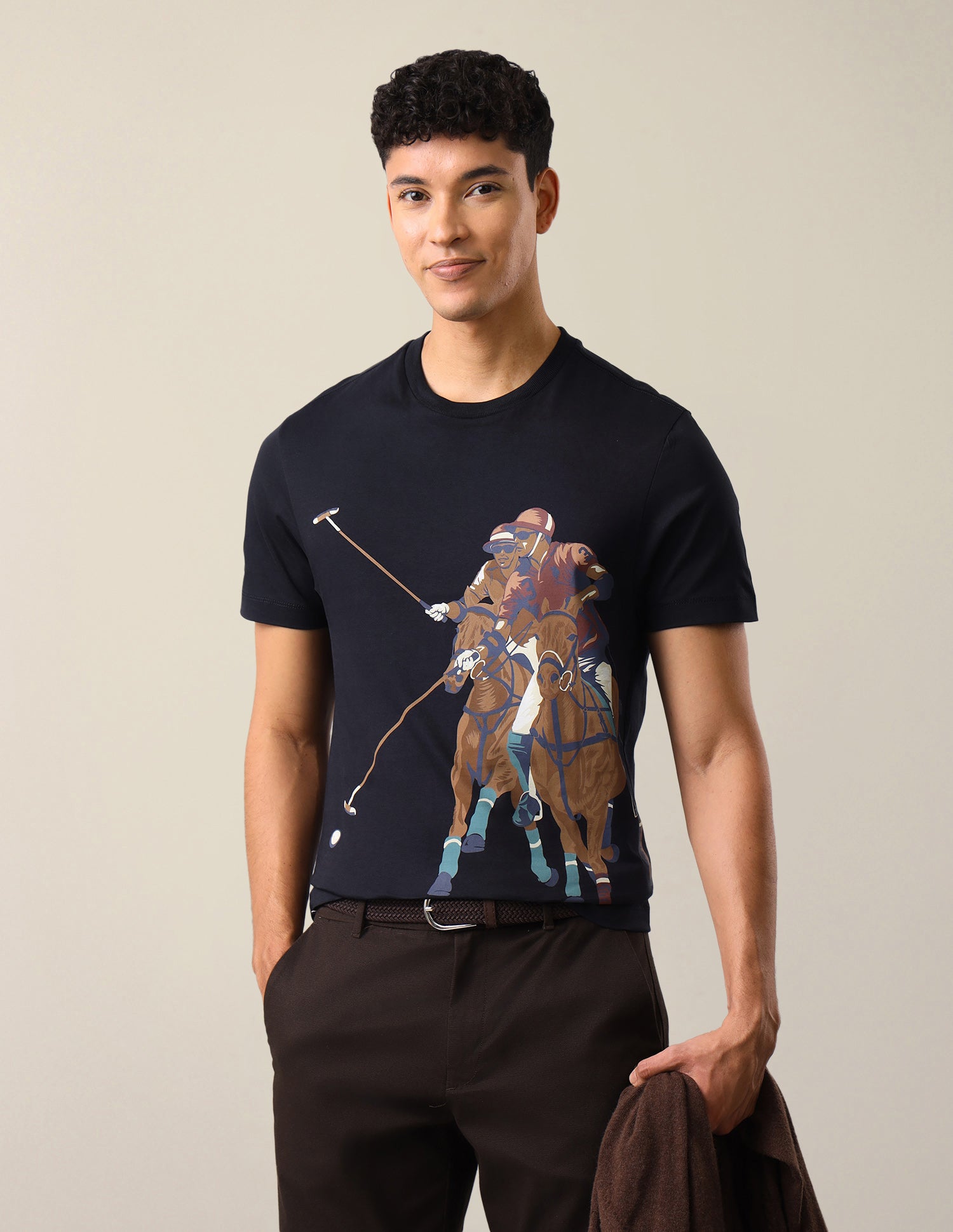 Graphic Brand Printed Slim Fit T-Shirt Navy - U.S. Polo Assn. India | Large