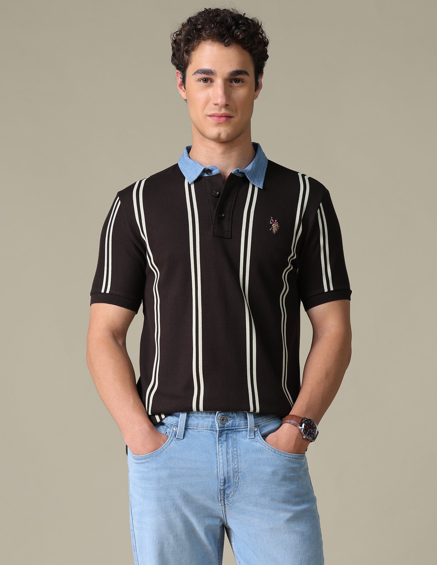 Graphic Printed Slim Fit Polo Shirt