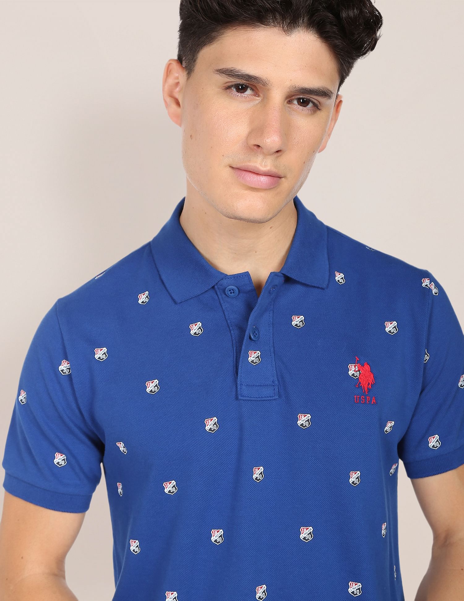 Shield Print Polo Shirt Blue - U.S. Polo Assn. India | Large