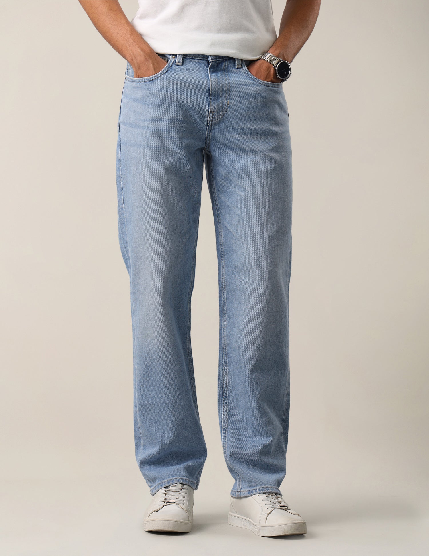Shawn Relaxed Fit Blue Jeans Light Blue - U.S. Polo Assn. India | Large