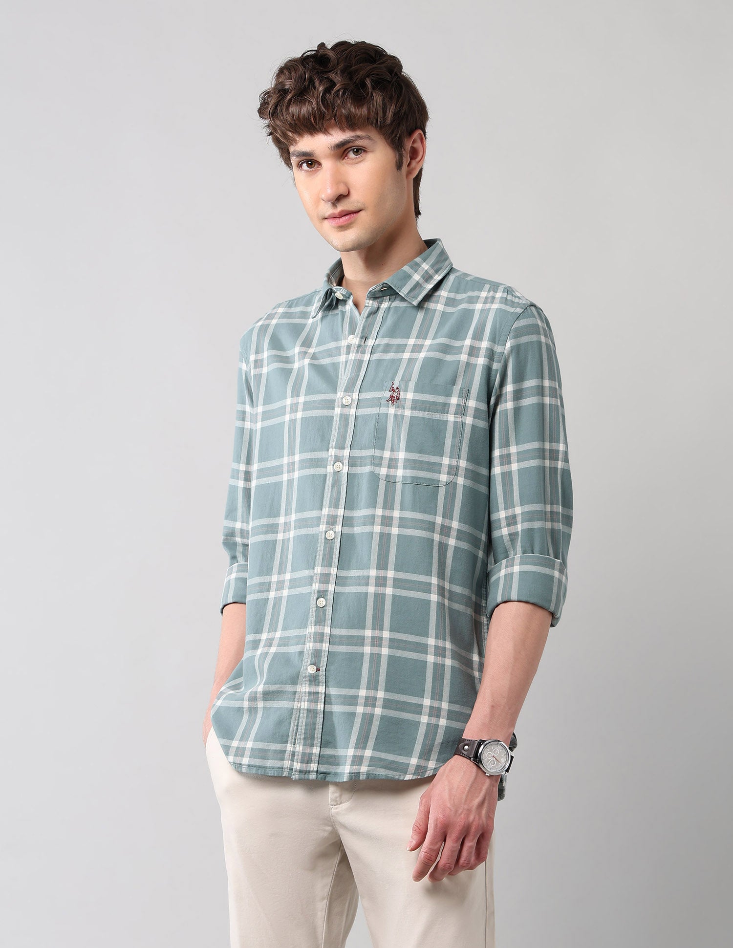Grid Tattersall Checked Pure Cotton Shirt