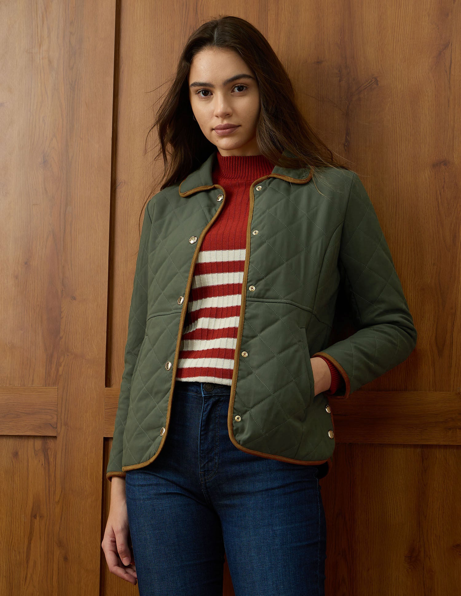 Solid Regular Fit Quilted Jacket