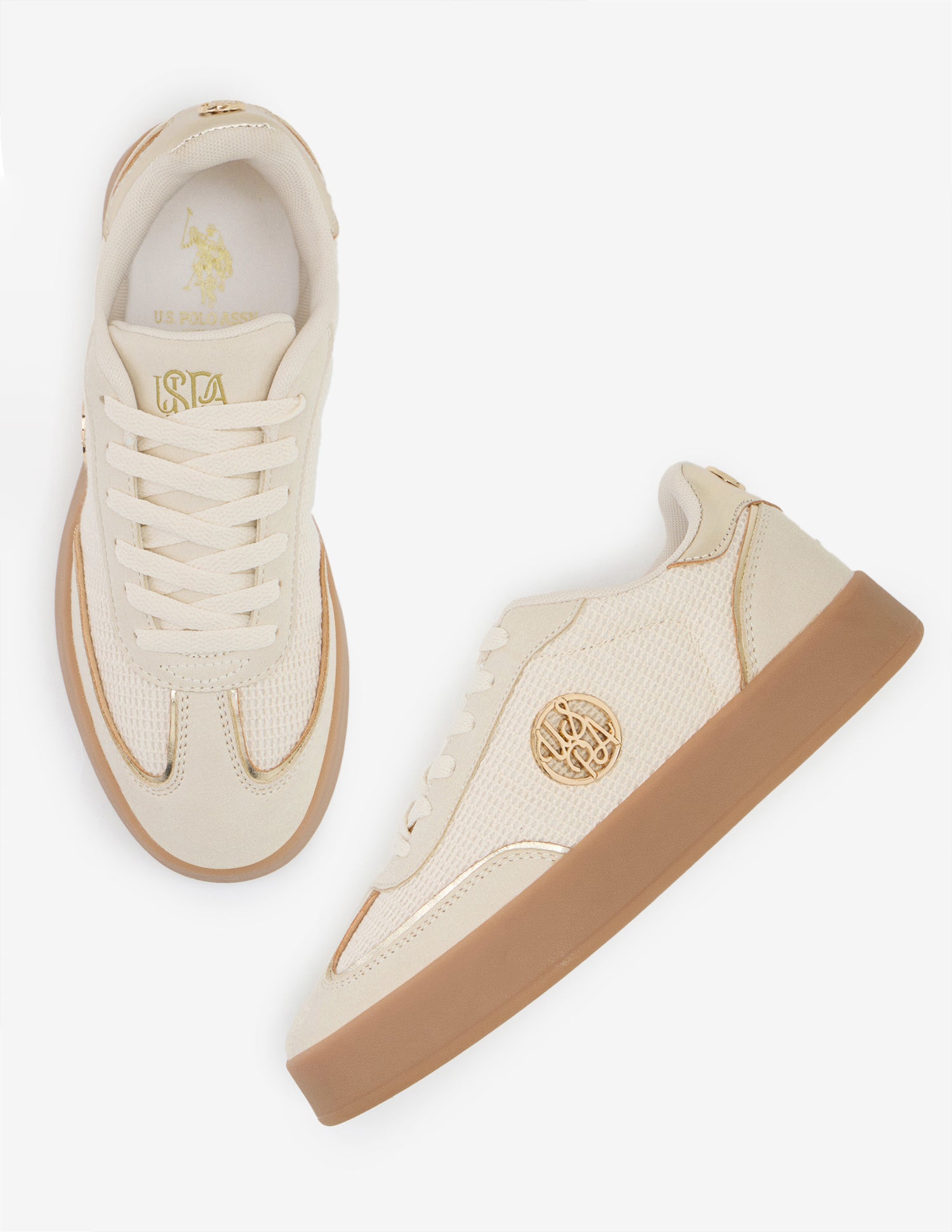 Textured Sylvette Suede Sneakers Beige - U.S. Polo Assn. India | Large