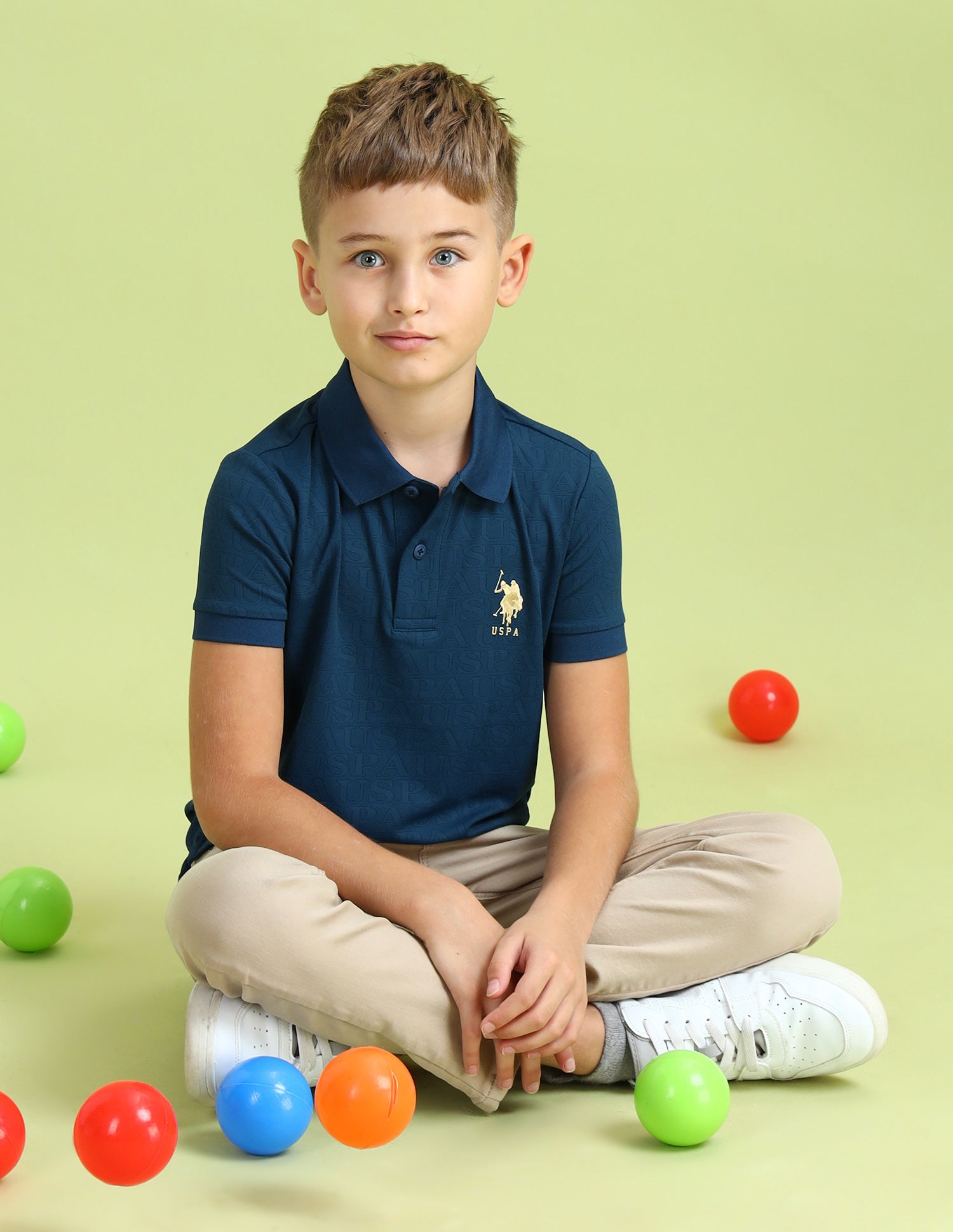 Boys Solid Regular Fit Polo Shirt