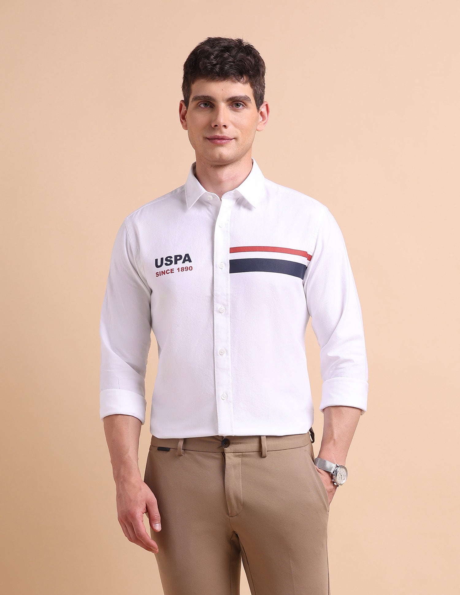 Brand Printed Tailored Fit Oxford Shirt