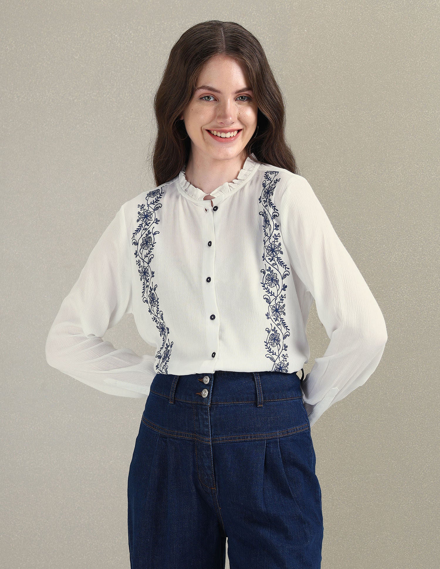 Long Sleeve Embroidered Top