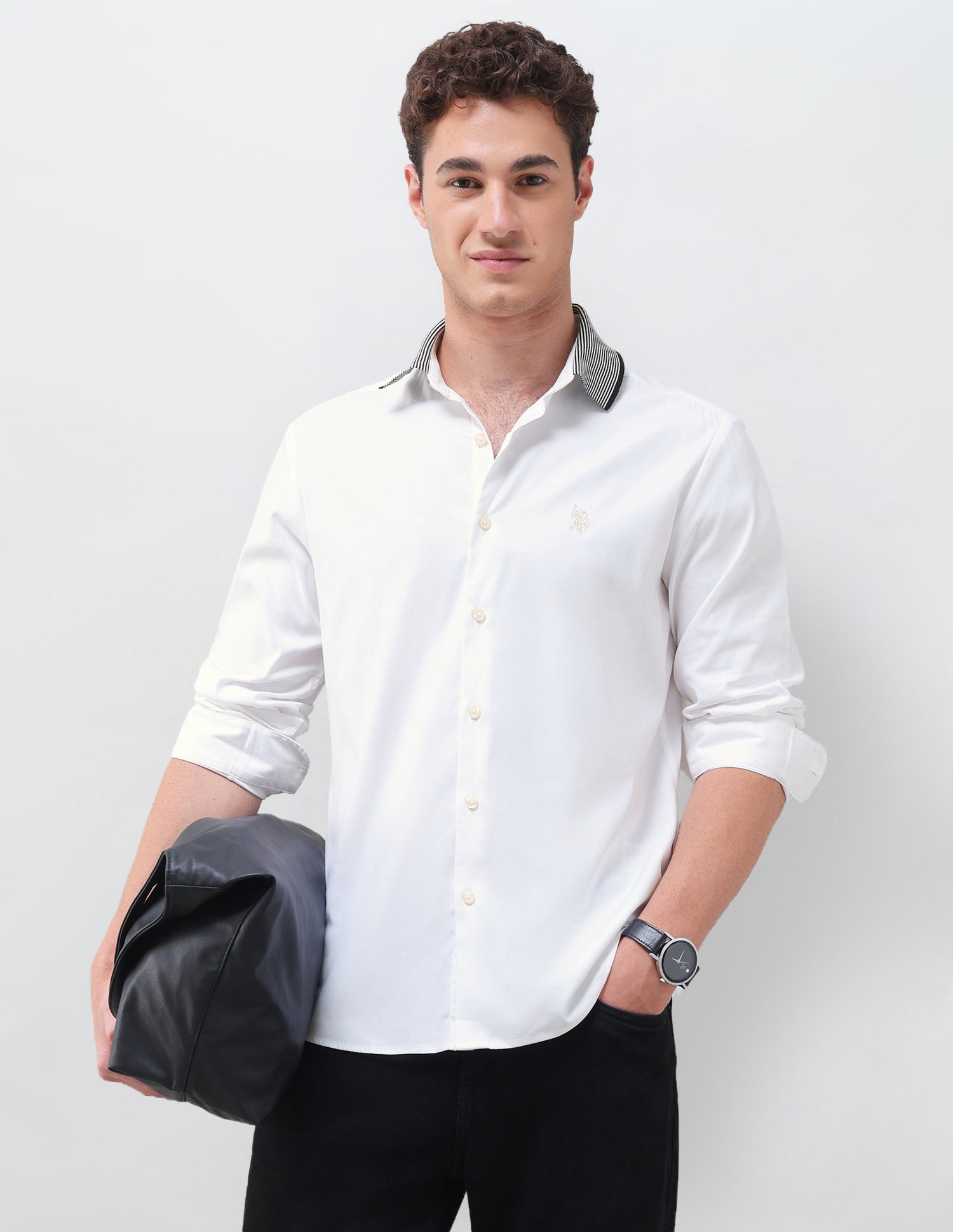 Dobby Weave Regular Fit Shirt White - U.S. Polo Assn. India | Large