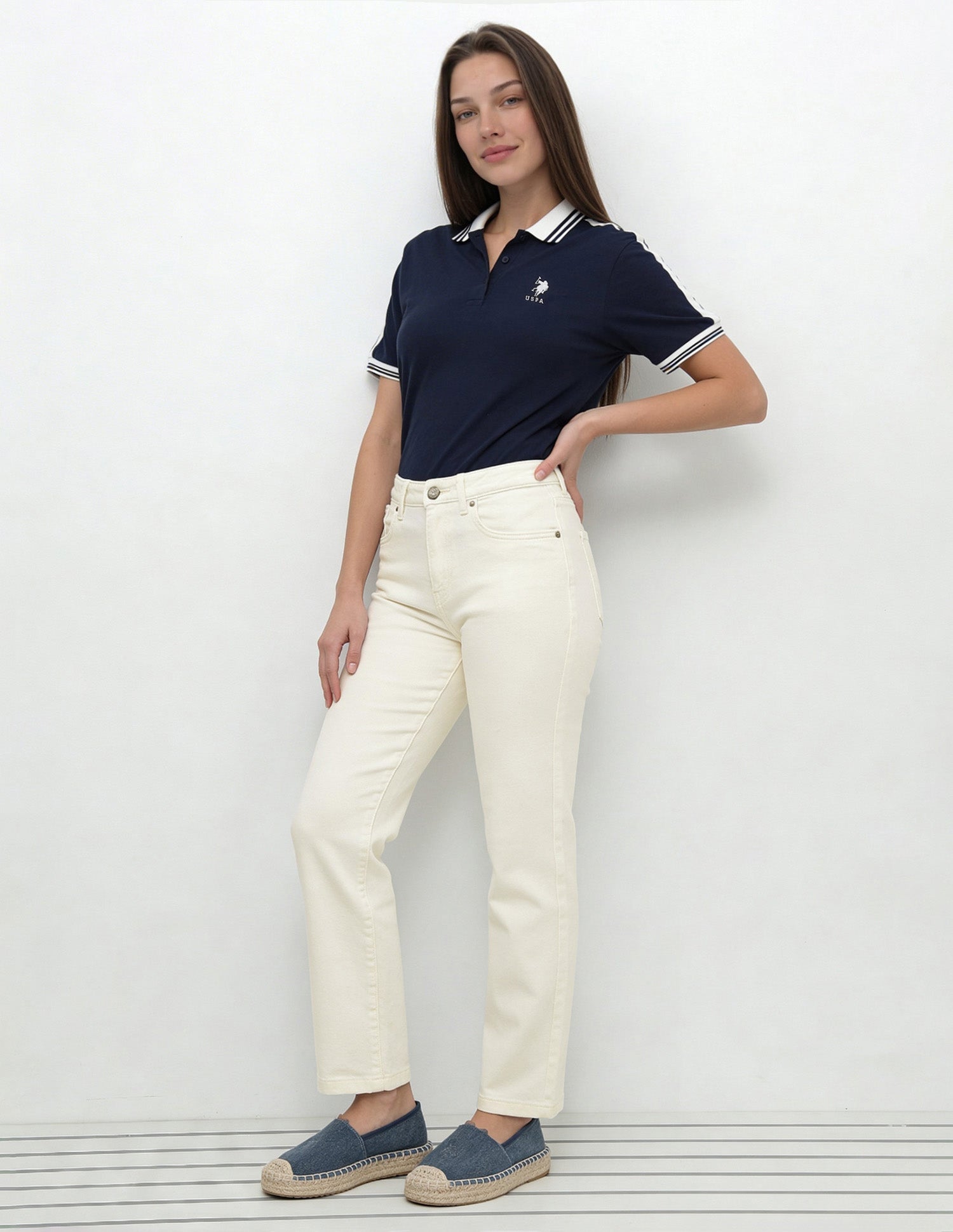 High Rise Straight Fit Jeans White - U.S. Polo Assn. India | Large