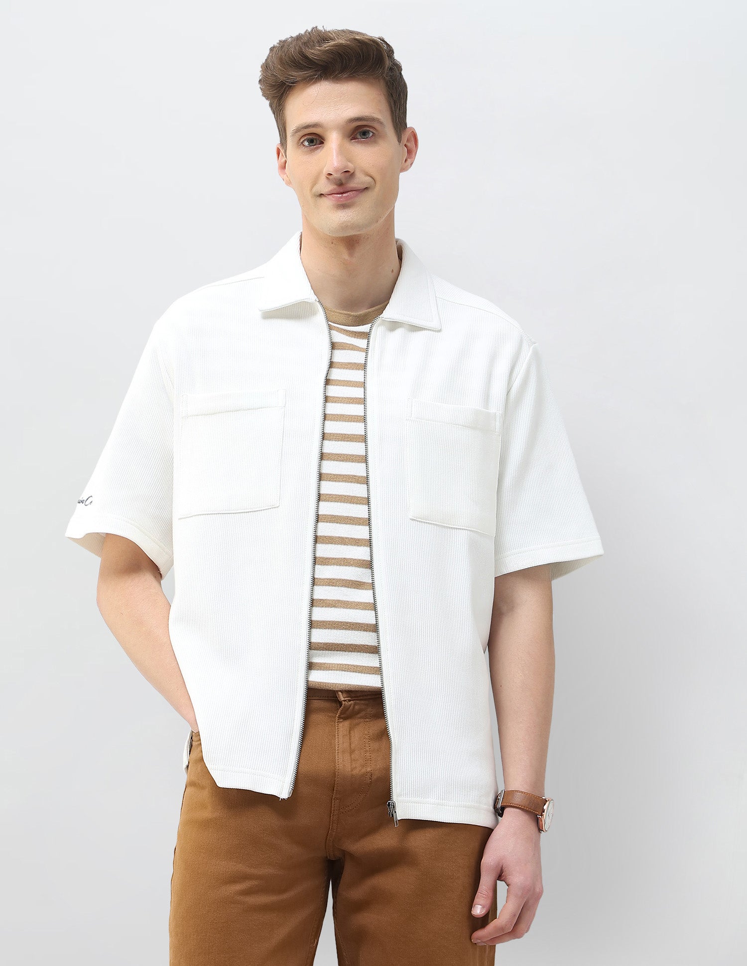 Slim Fit Knitted Zipper Shirt