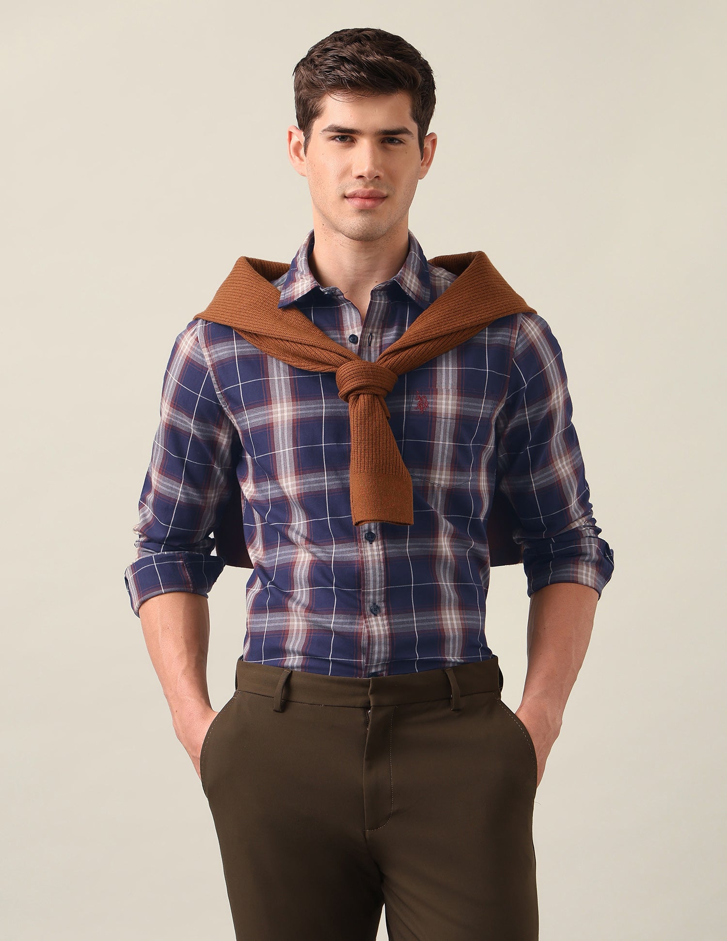 Tartan Checked Twill Shirt Navy - U.S. Polo Assn. India | Large