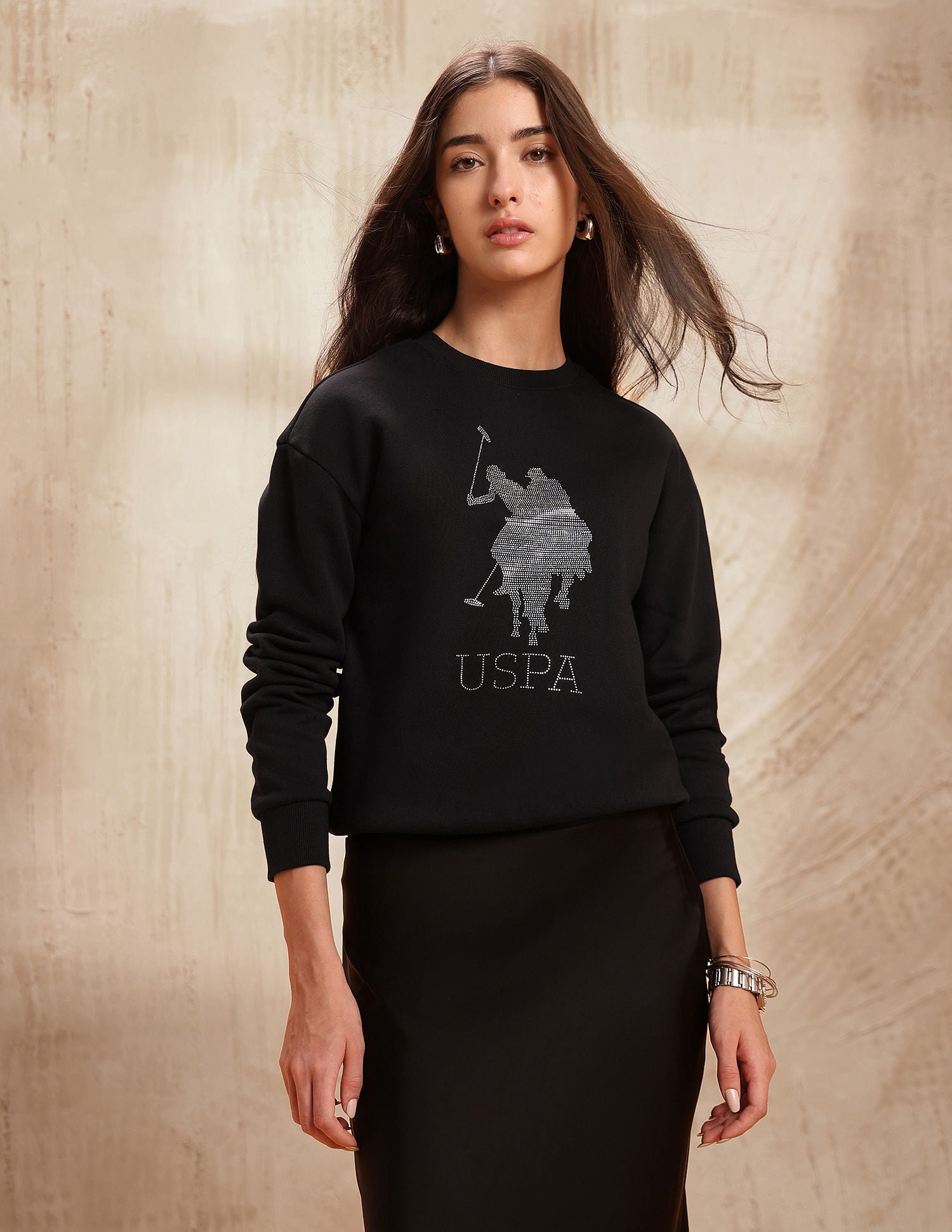Drop Shoulder Brand Printed Sweatshirt