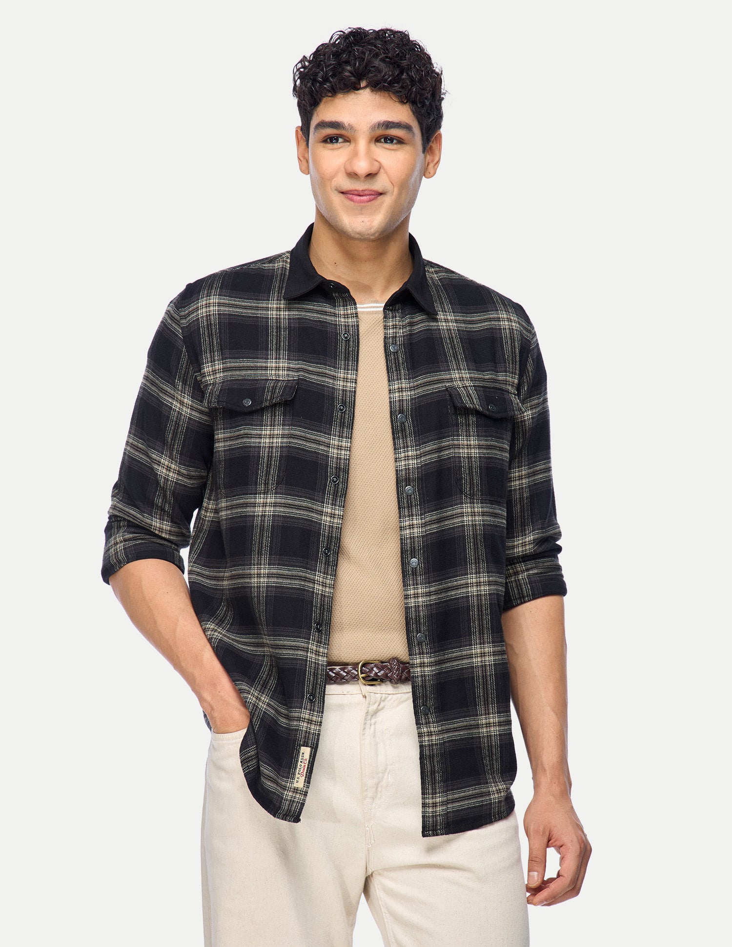 Plaid Checked Twill Shirt Black - U.S. Polo Assn. India | Large