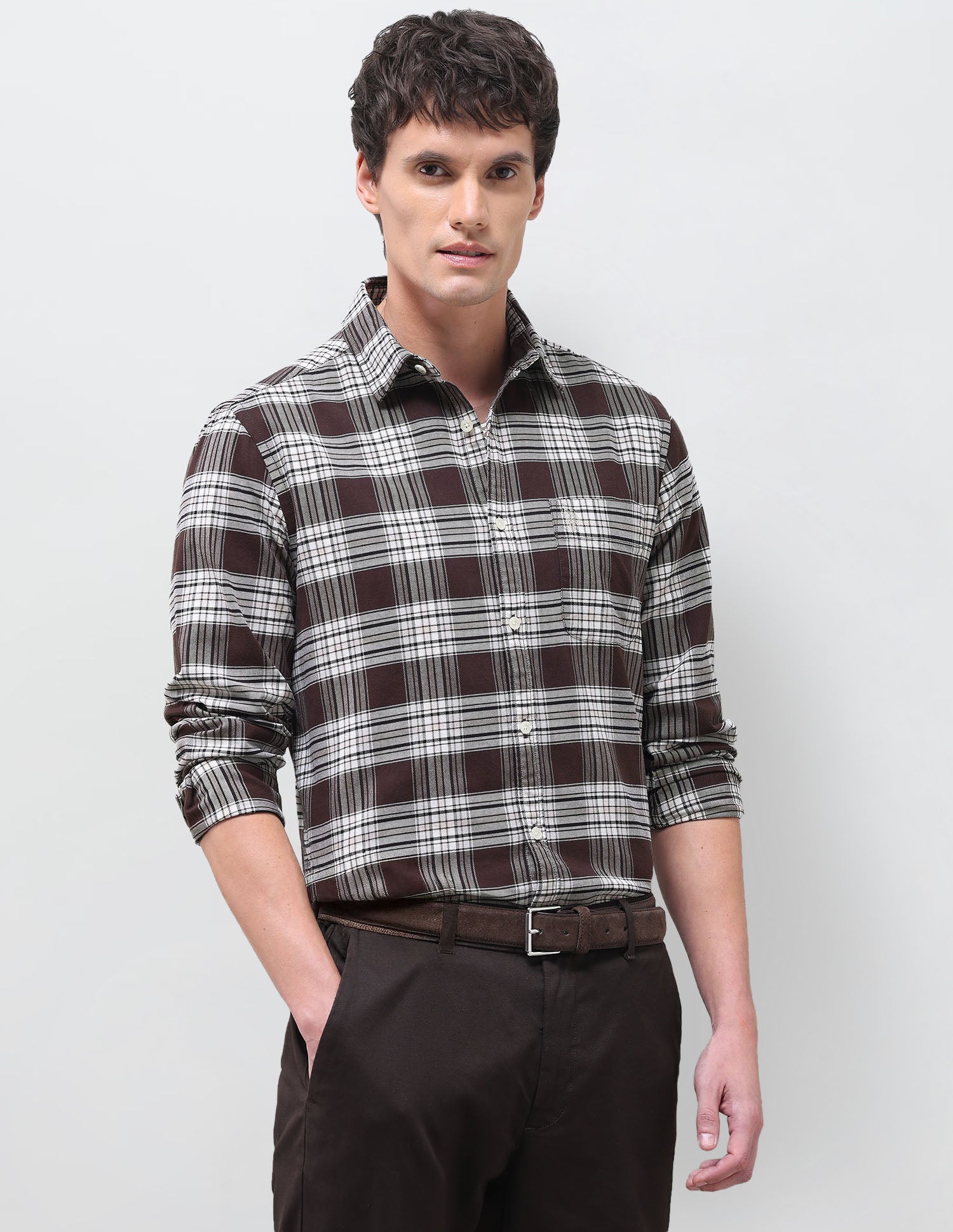 Twill Tartan Checked Shirt Brown - U.S. Polo Assn. India | Large