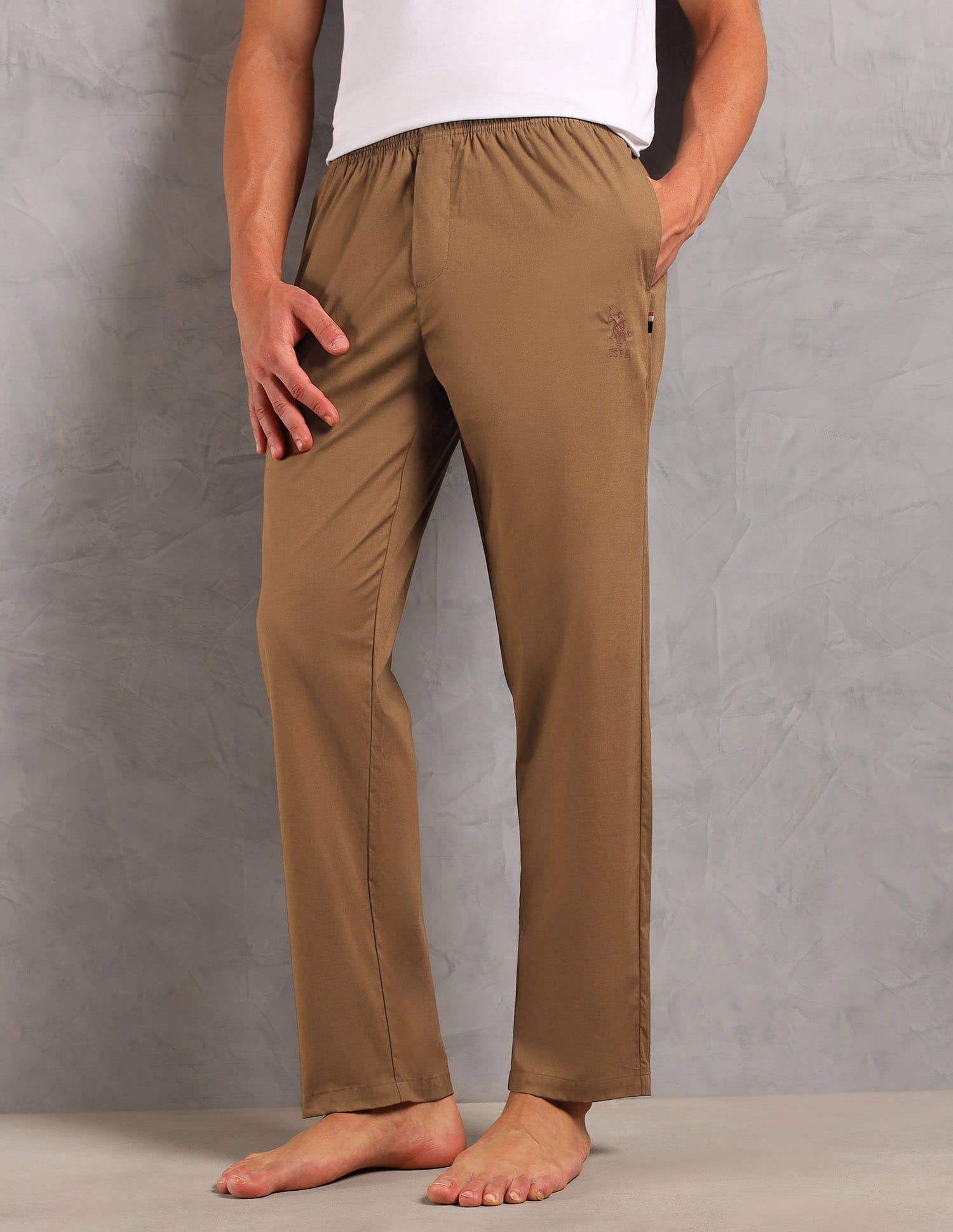 Pull On Relaxed Fit LP003 Lounge Pants - Pack Of 1 Light Brown - U.S. Polo Assn. India | Large