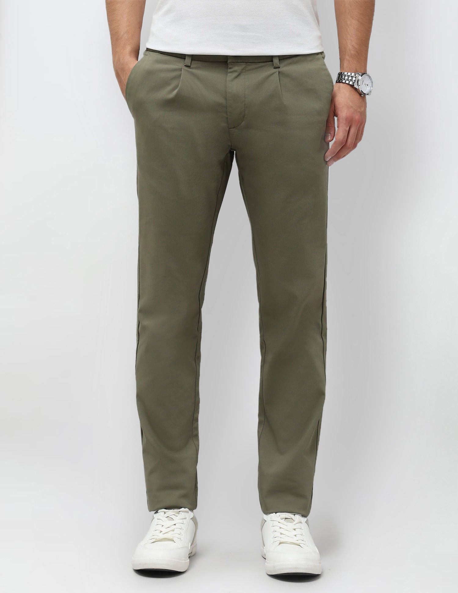 Slim Fit Mid Rise Trousers
