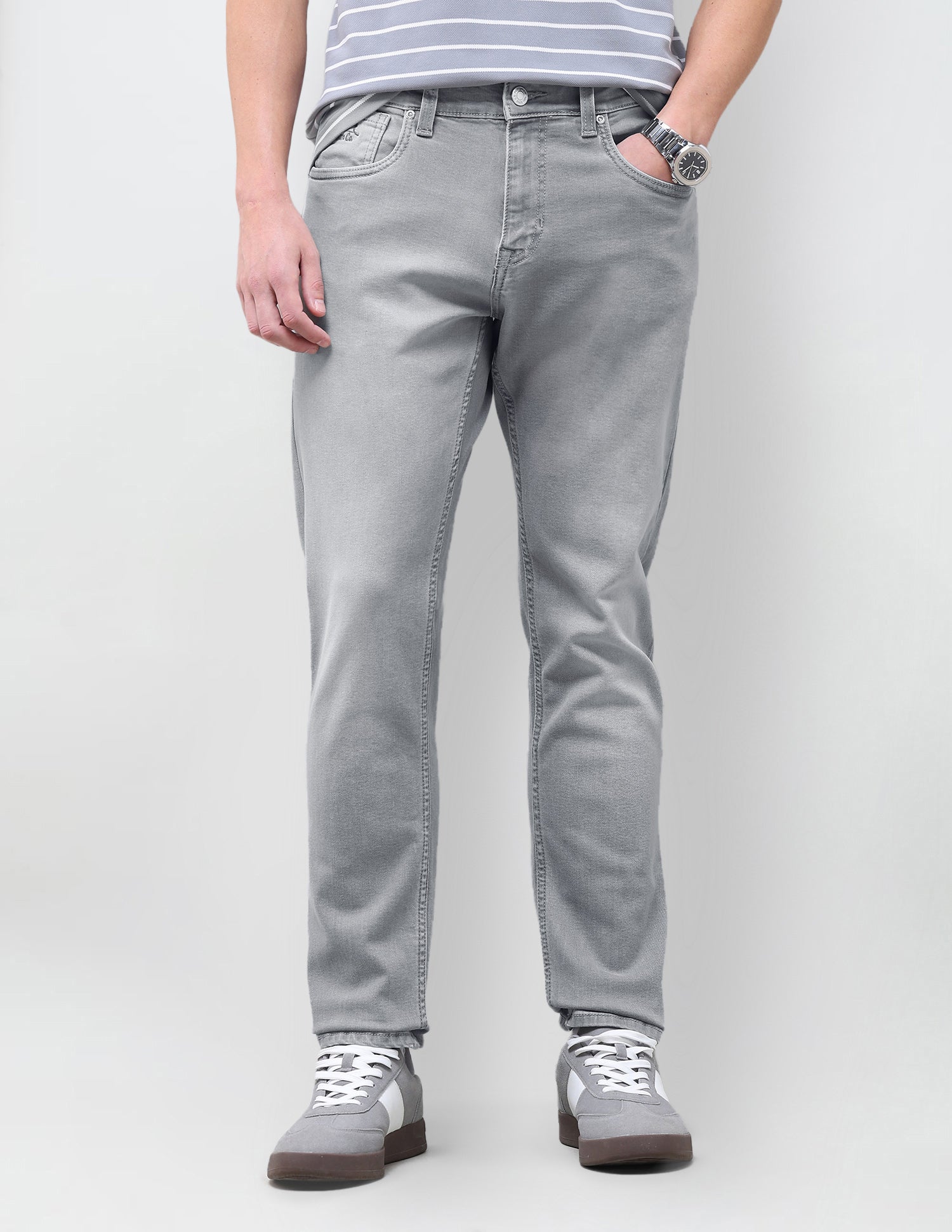 Brandon Slim-Tapered Fit Grey Jeans Light Grey - U.S. Polo Assn. India | Large