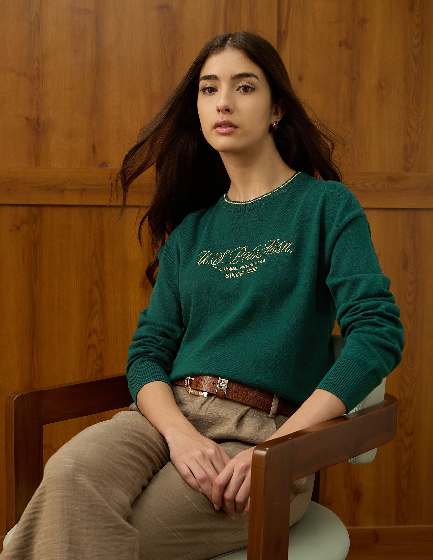 Regular Fit Brand Printed Sweater