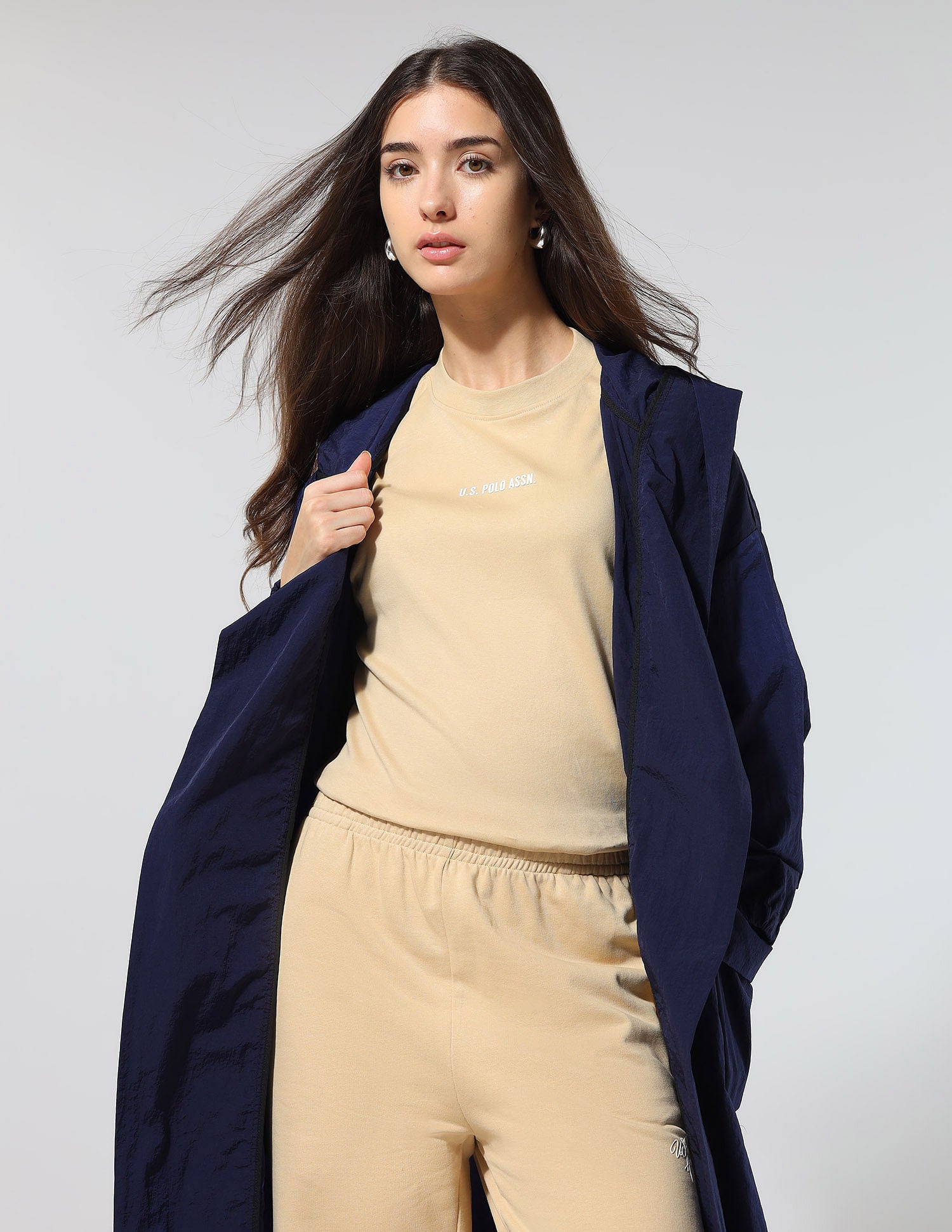 Boxy Fit Solid Lounge T-Shirt Beige - U.S. POLO ASSN. | Large