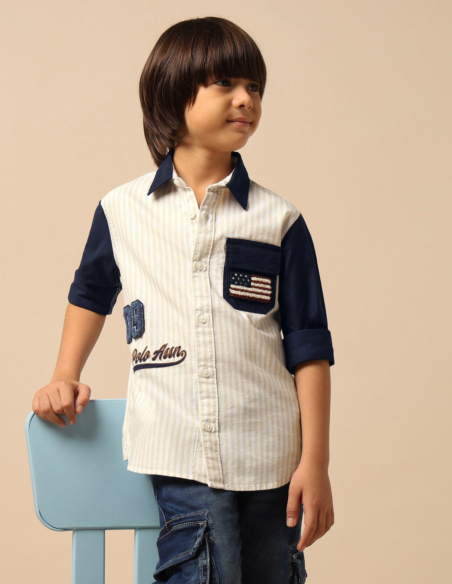 Boys Brand Embroidered Regular Fit Shirt
