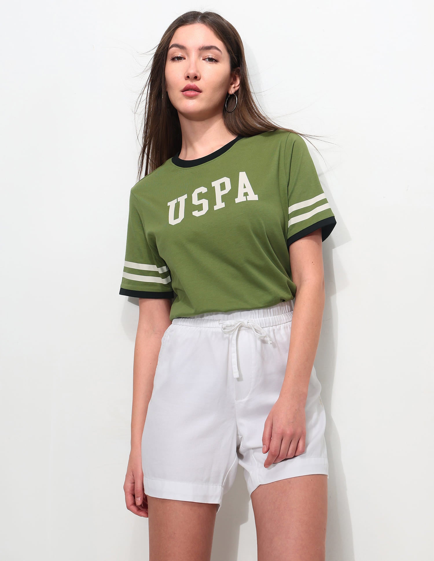 Boxy Fit Brand Printed T-Shirt Olive - U.S. Polo Assn. India | Large
