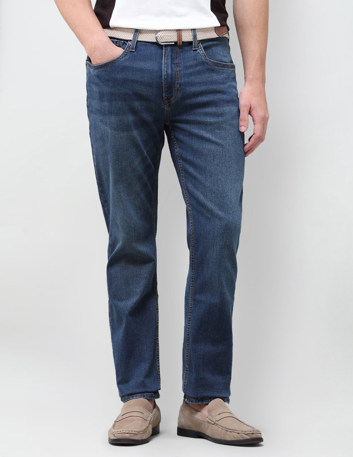 Solid Slim Straight Fit Jeans Blue - U.S. Polo Assn. India | Large