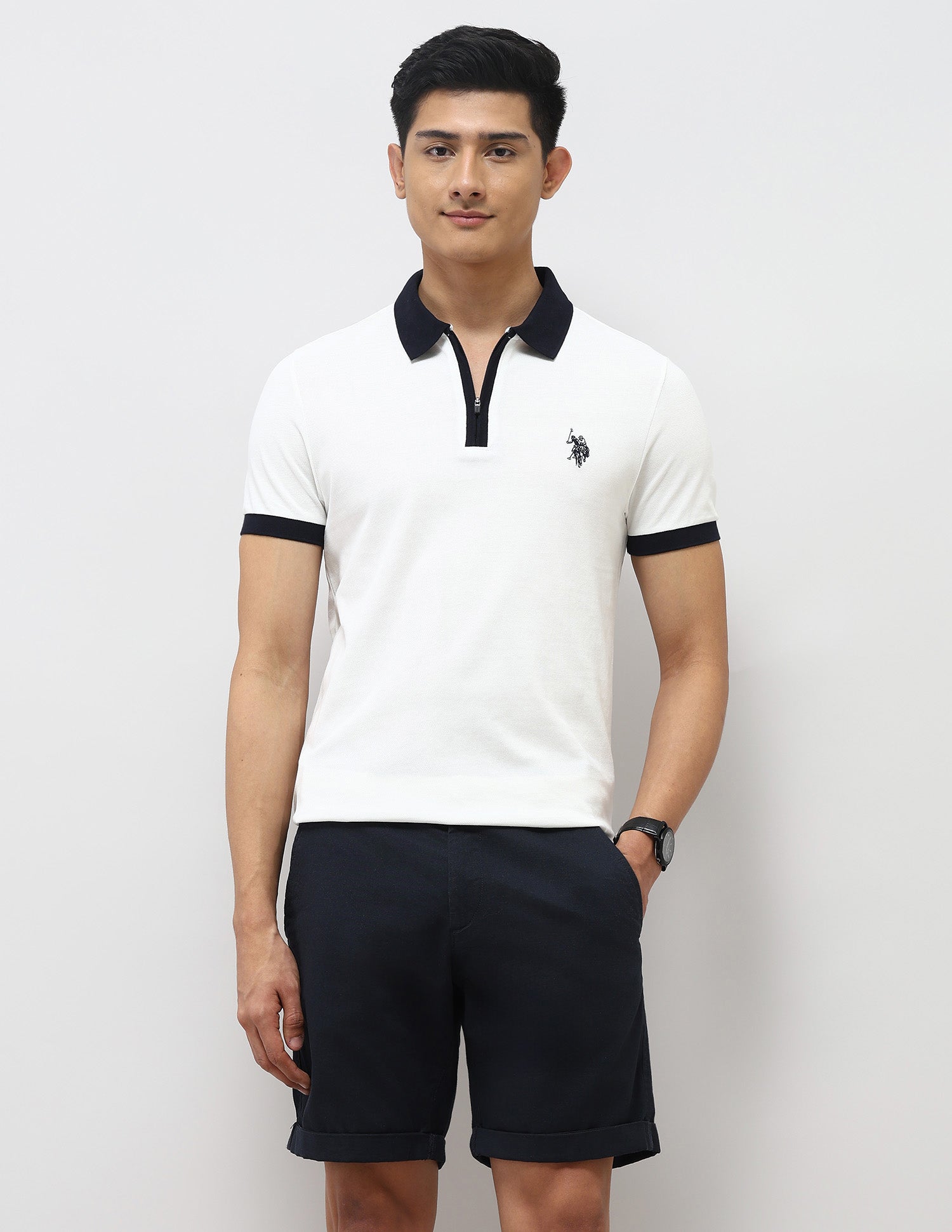 Pure Cotton Muscle Fit Polo Shirt Ivory - U.S. Polo Assn. India | Large
