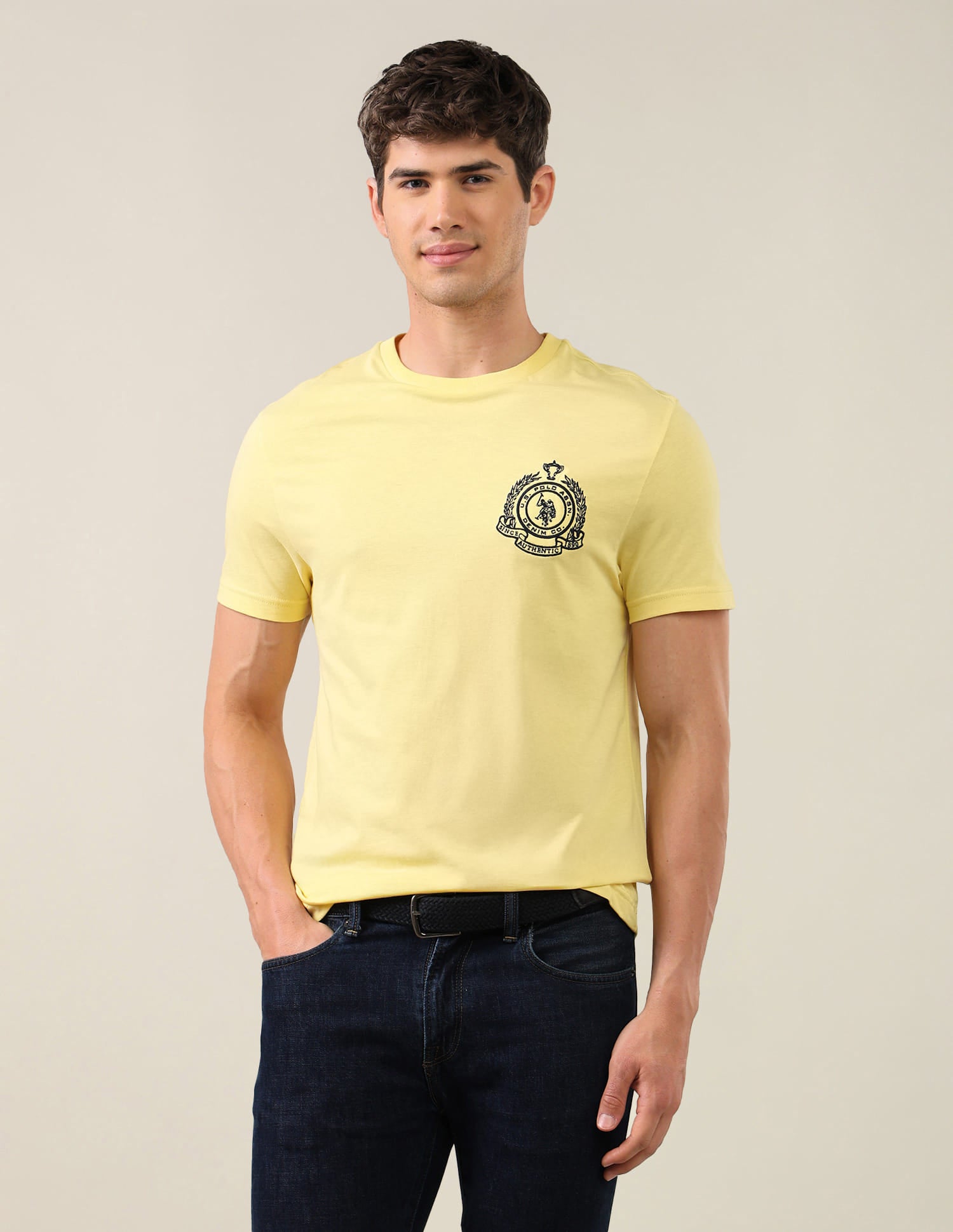 Solid Regular Fit T-Shirt Yellow - U.S. Polo Assn. India | Large