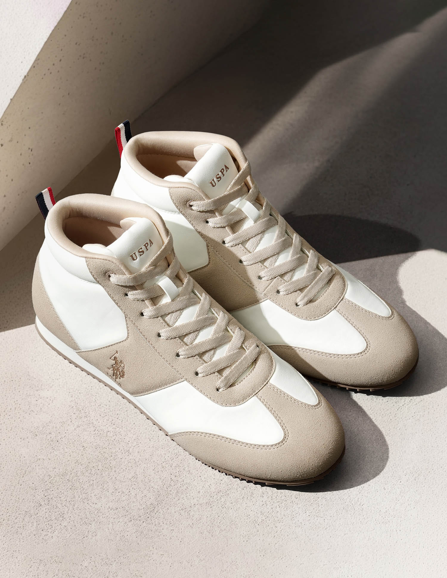 Men Rano Suede Colourblocked Sneakers Beige - U.S. Polo Assn. India | Large