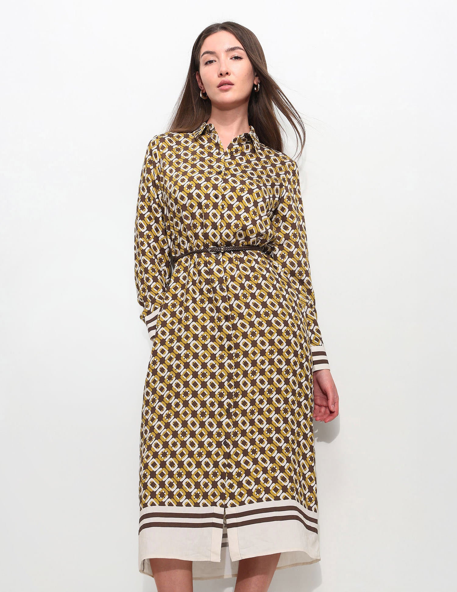 Geometric Printed Shirt Dress