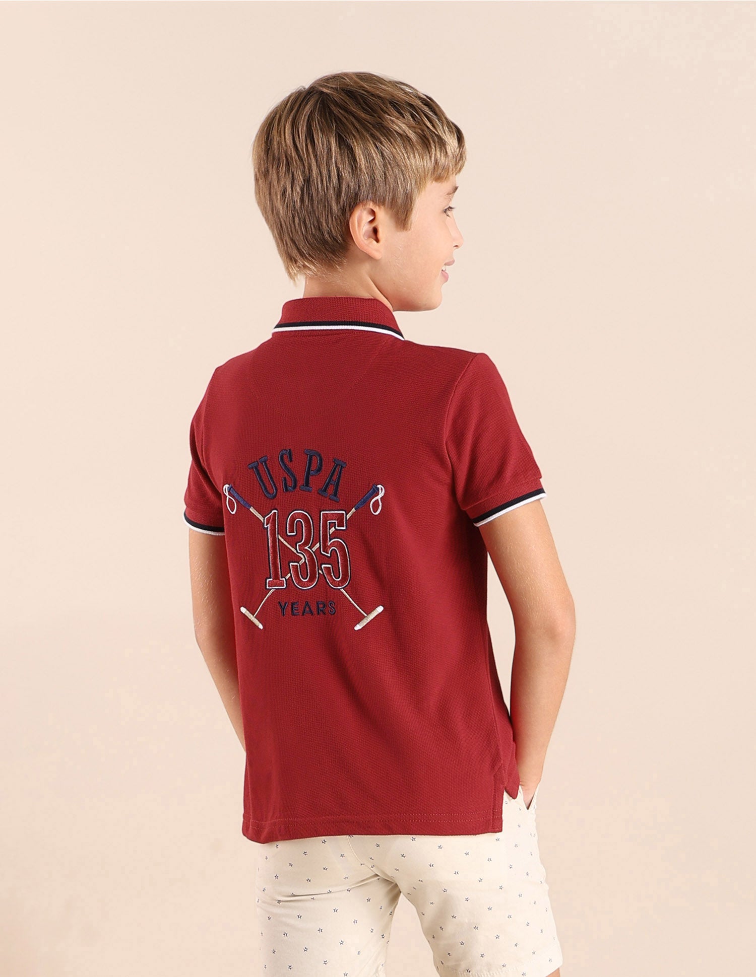 Boys Brand Printed Regular Fit Polo Shirt