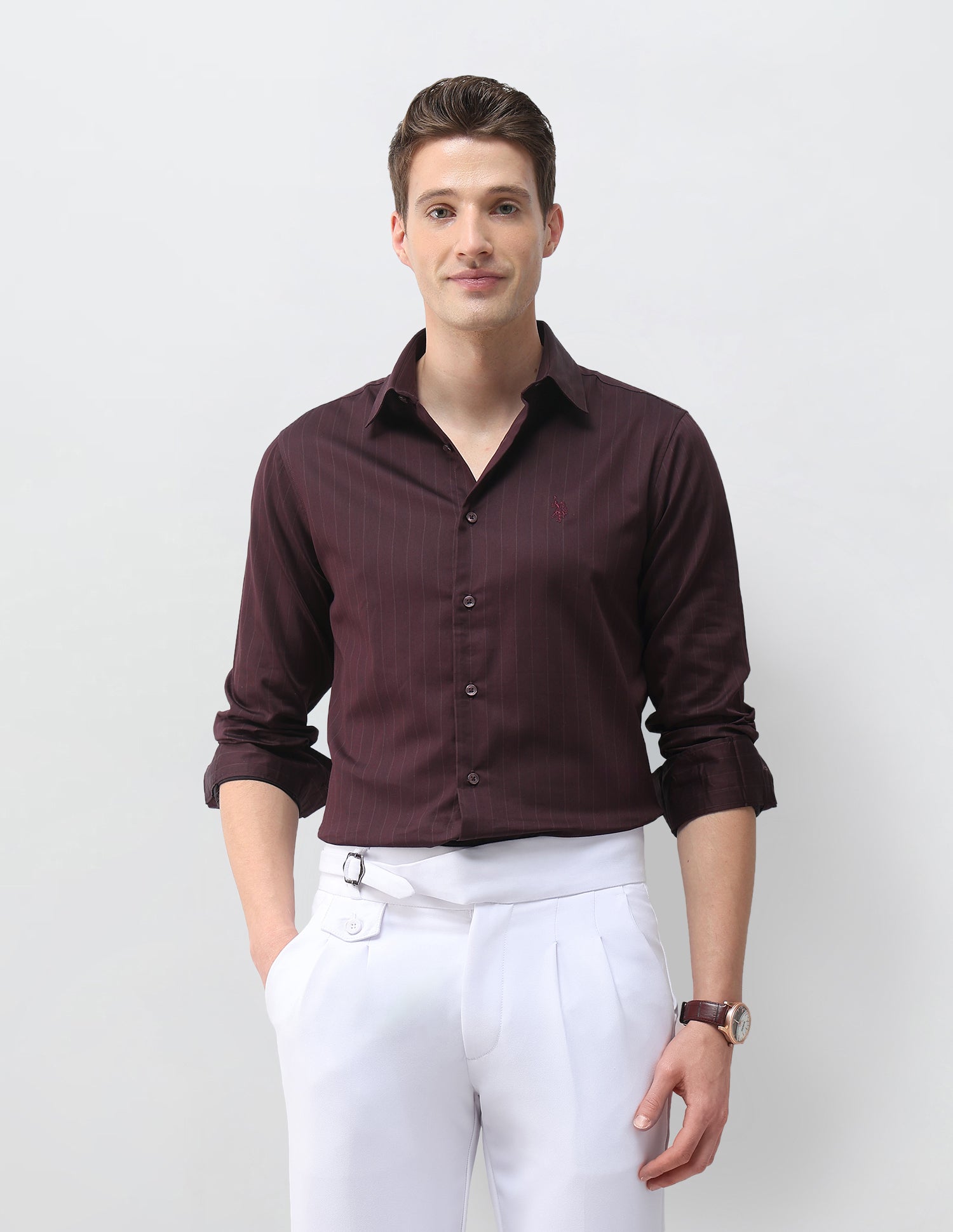 Vertical Striped Satin Shirt