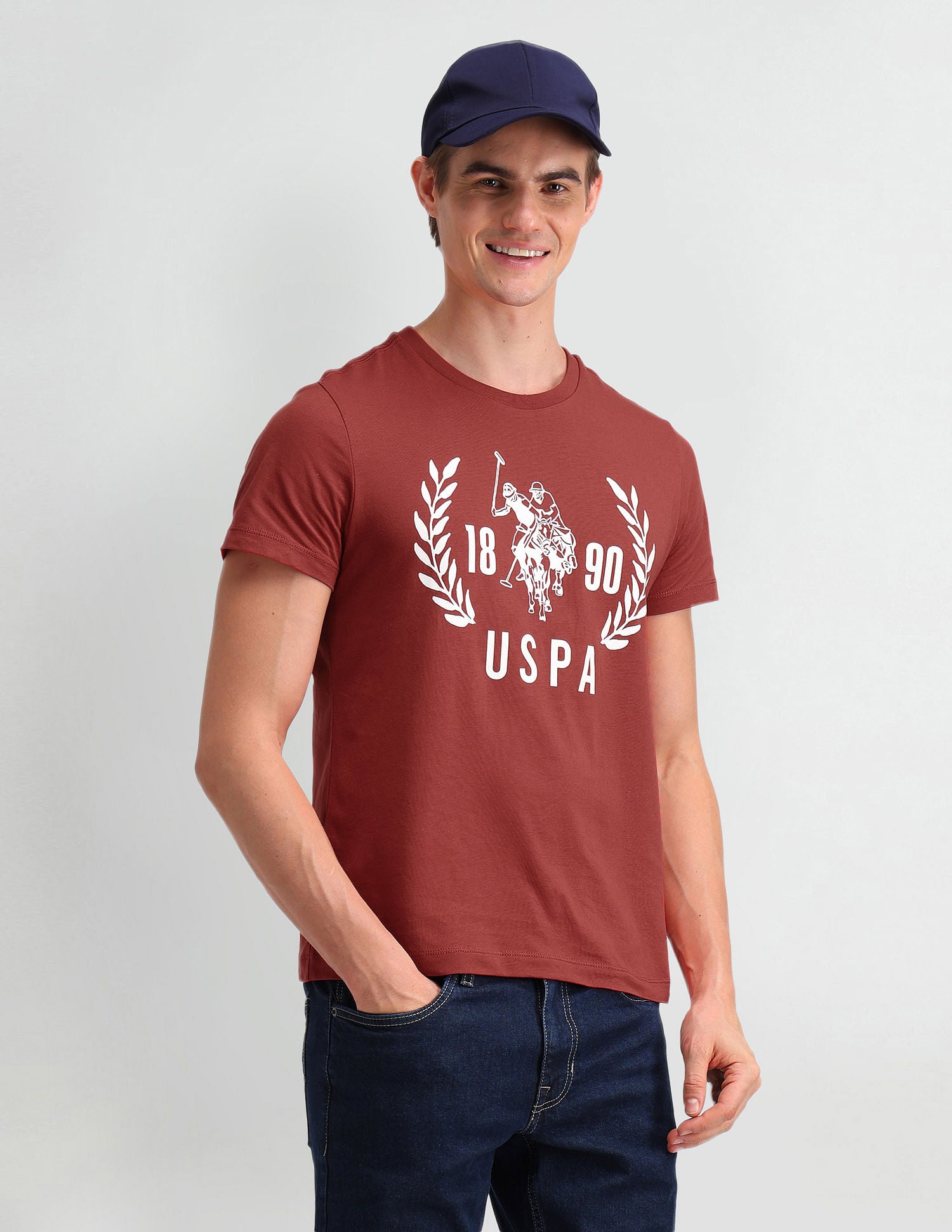 Brand Printed Muscle Fit T-Shirt Rust - U.S. Polo Assn. India | Large