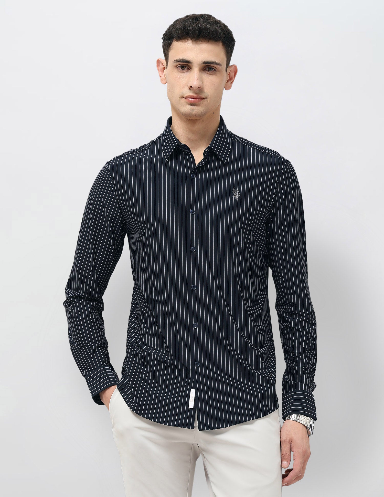 Tailored Fit Vertical Striped Shirt