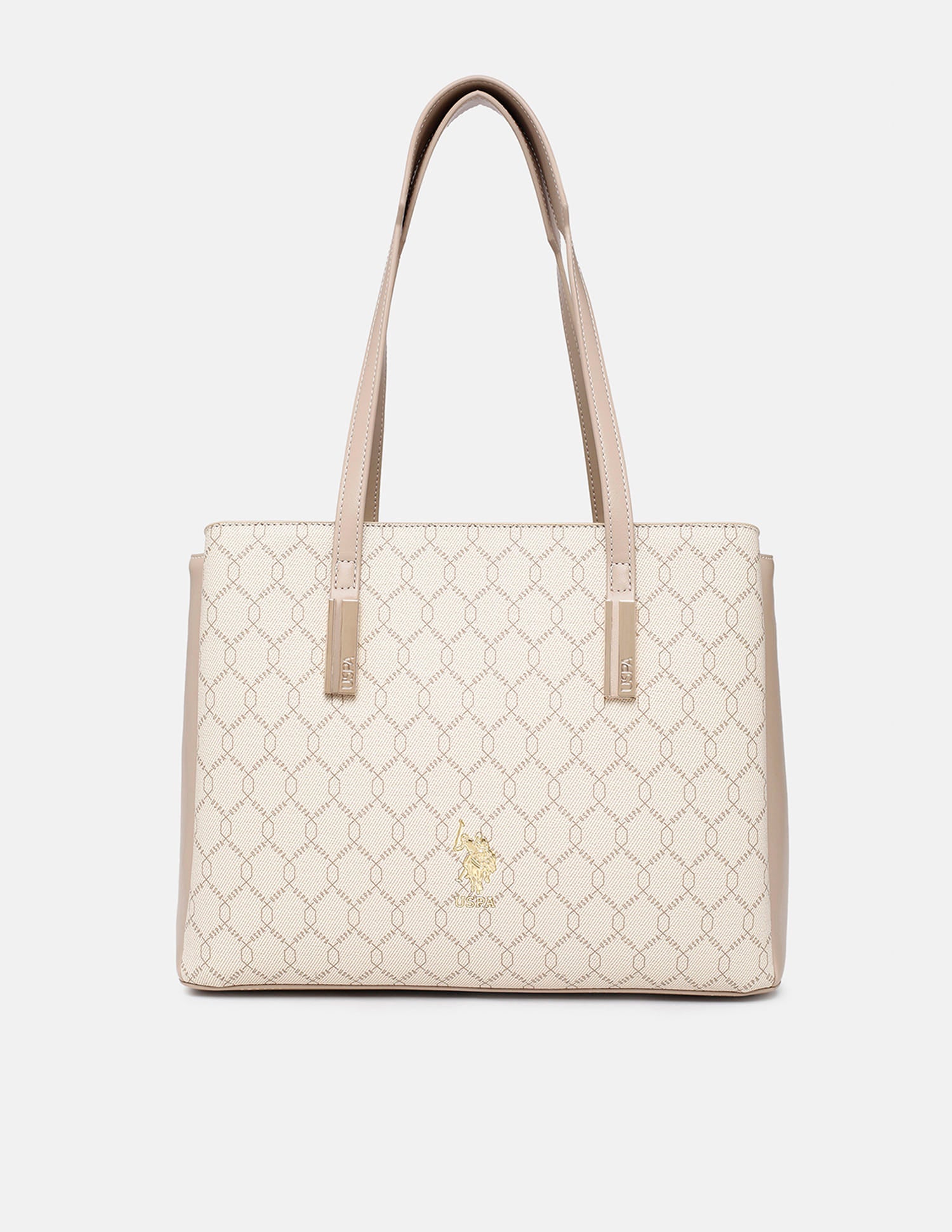 Cia Monogram Tote Bag Beige - U.S. Polo Assn. India | Large