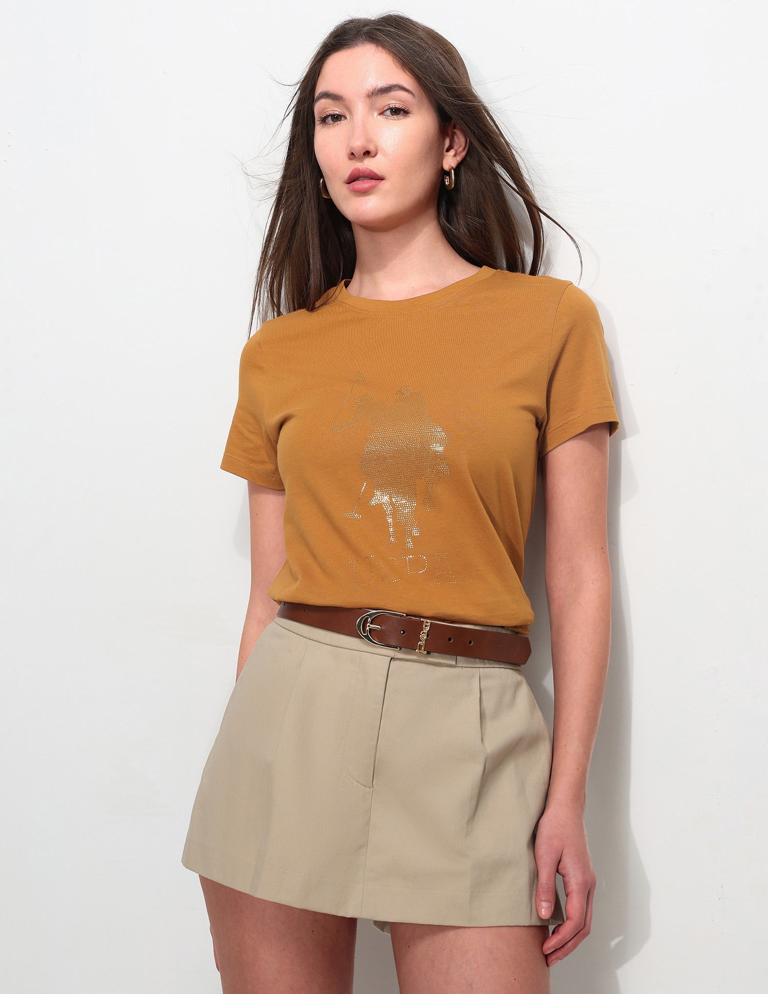 Regular Fit Brand Printed T-Shirt Orange - U.S. Polo Assn. India | Large