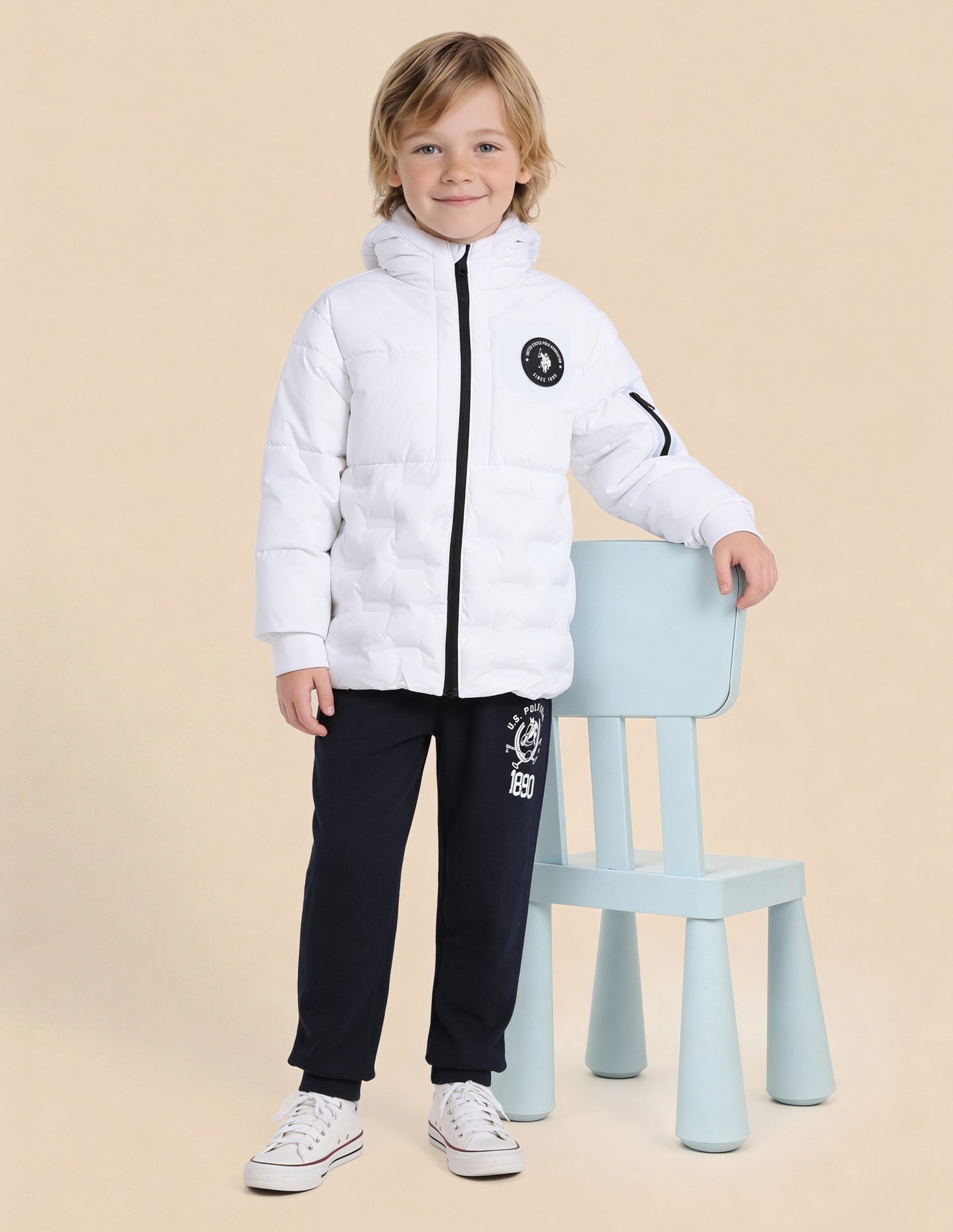 Boys Solid Puffer Jacket
