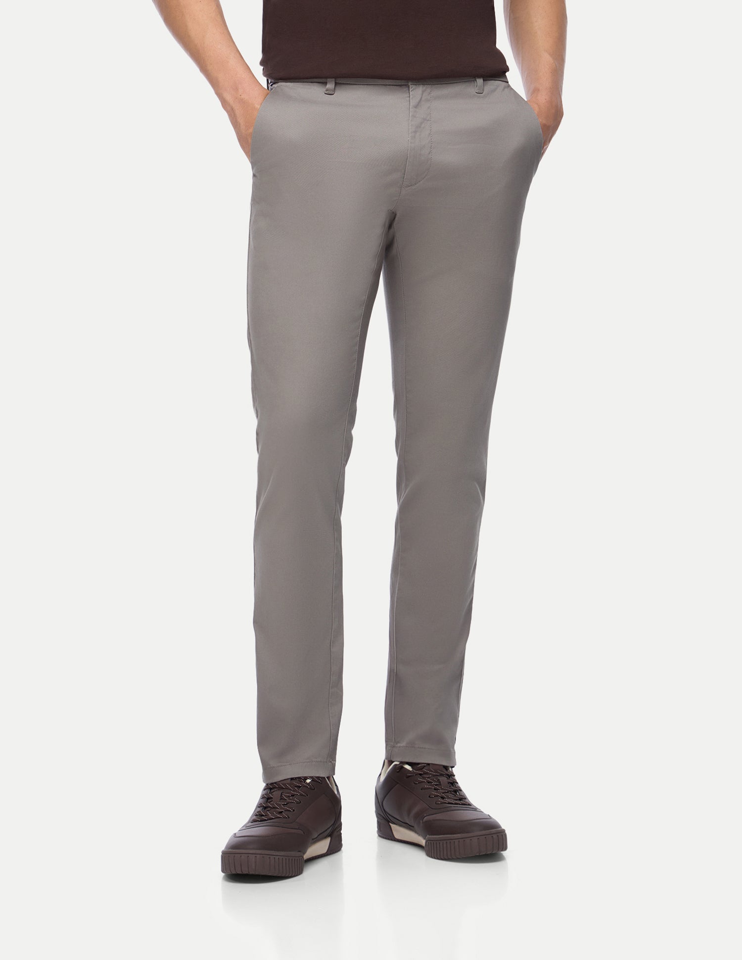 Austin Trim Regular Fit Twill Trousers Taupe Grey - U.S. Polo Assn. India | Large