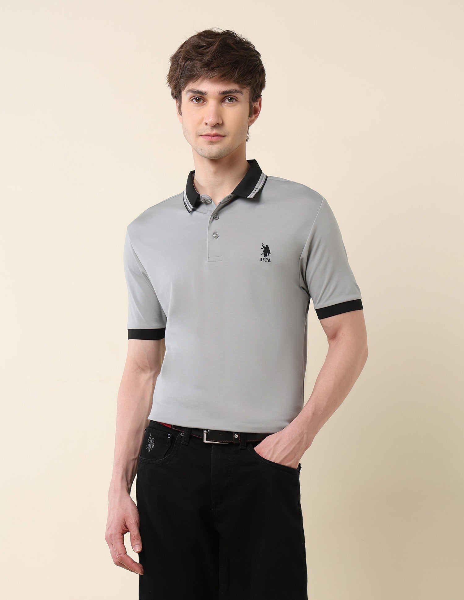 Solid Monochrome Majesty Polo Shirt Grey - U.S. Polo Assn. India | Large
