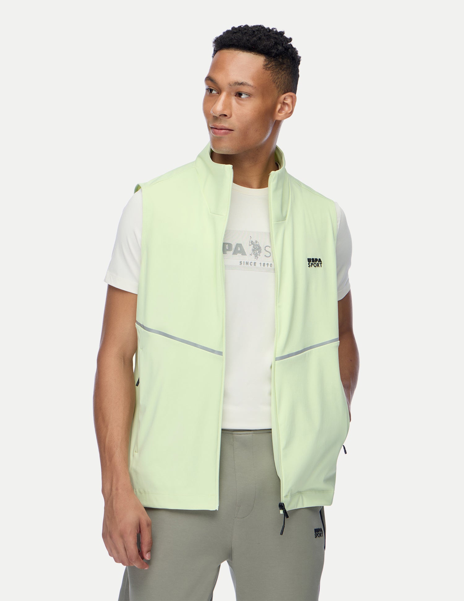 Solid Regular Fit Active Jacket Lime-Green - U.S. Polo Assn. India | Large