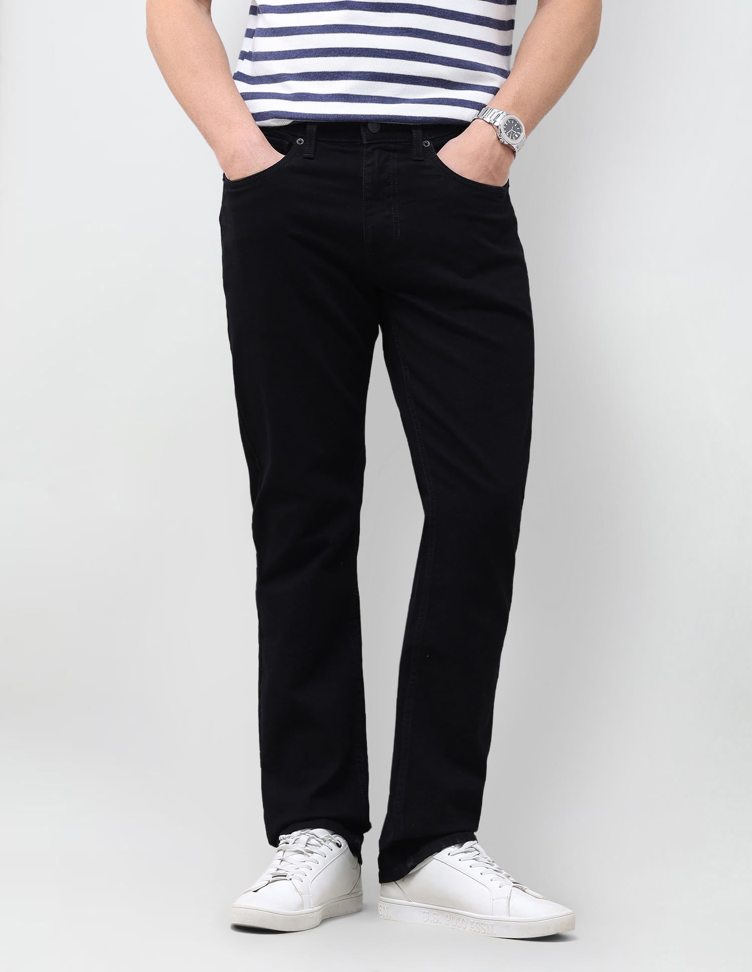 Solid Slim Straight Fit Jeans Grey - U.S. Polo Assn. India | Large