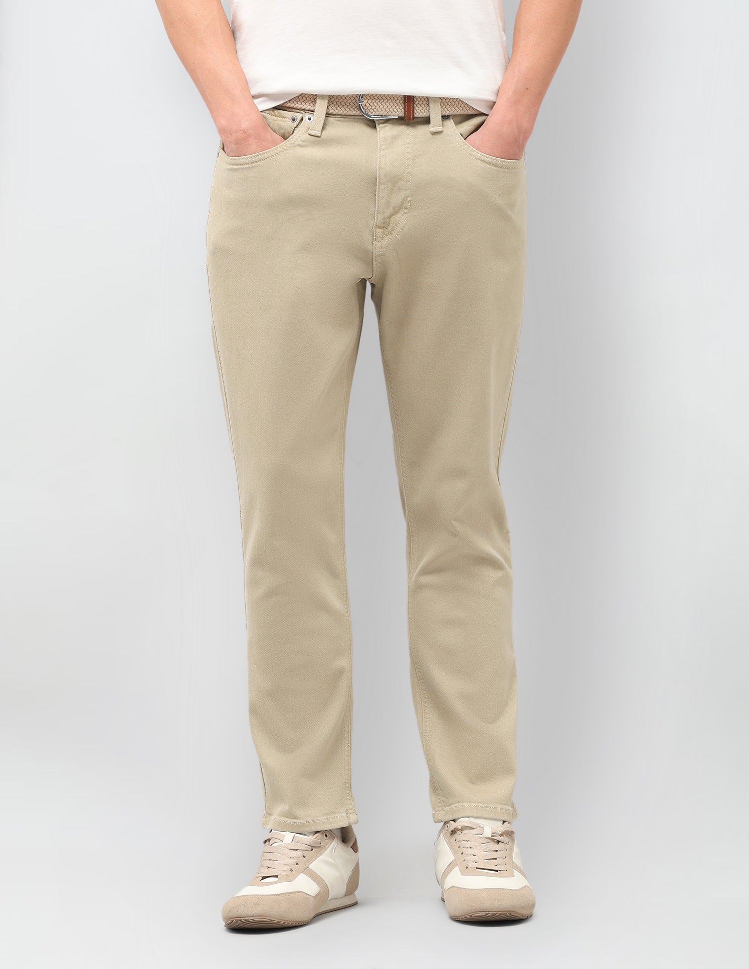 Cole Comfort Cropped Fit Beige Jeans